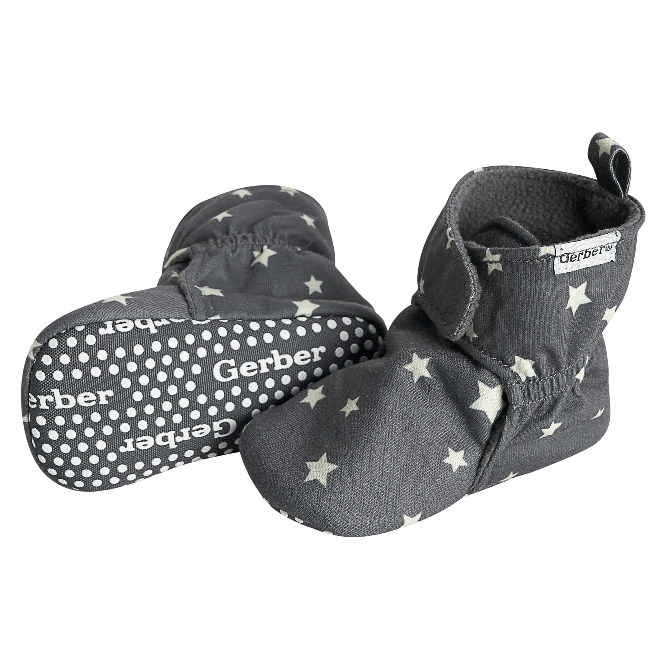 Baby Neutral Gray Stars Soft Booties Gerber Childrenswea