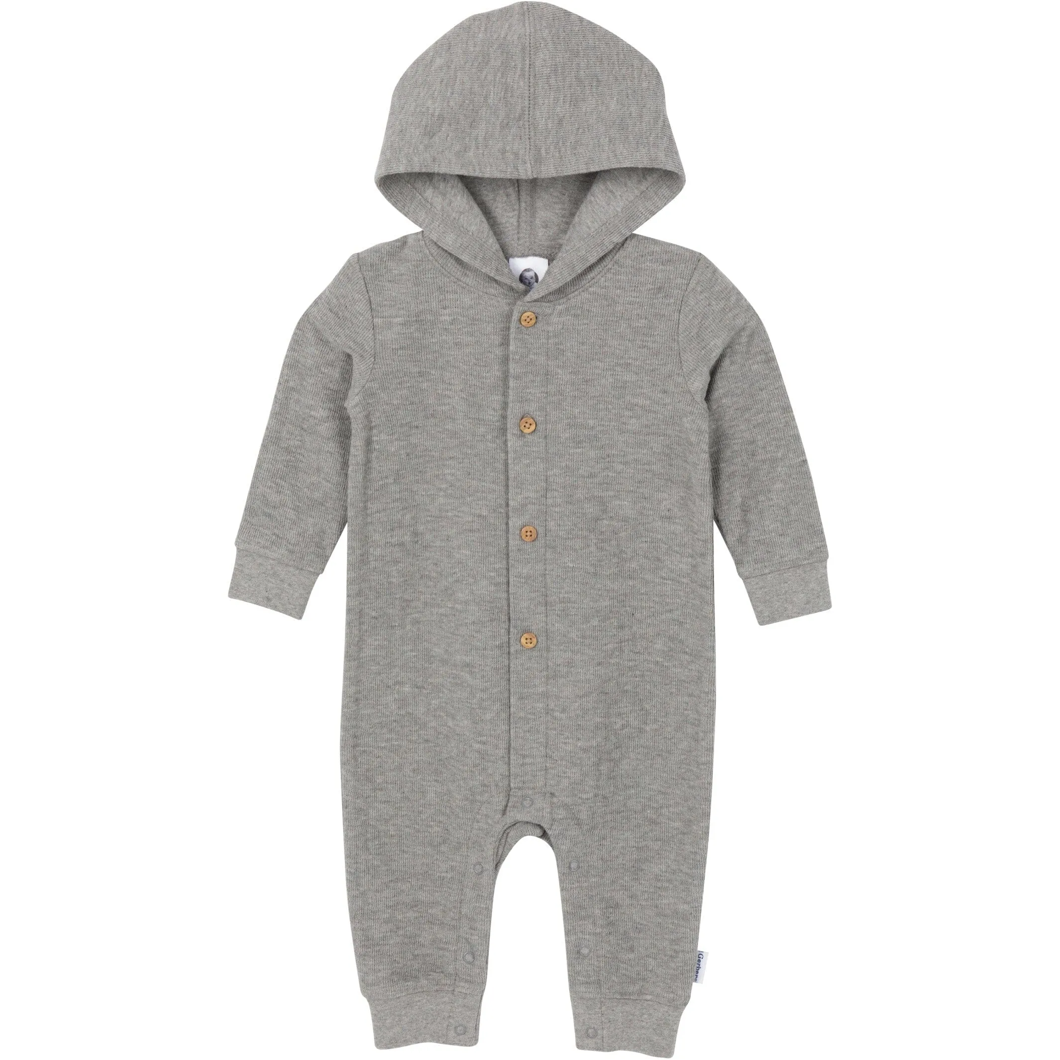 Baby Neutral Grey Heather Hooded Romper Gerber Childrenswea