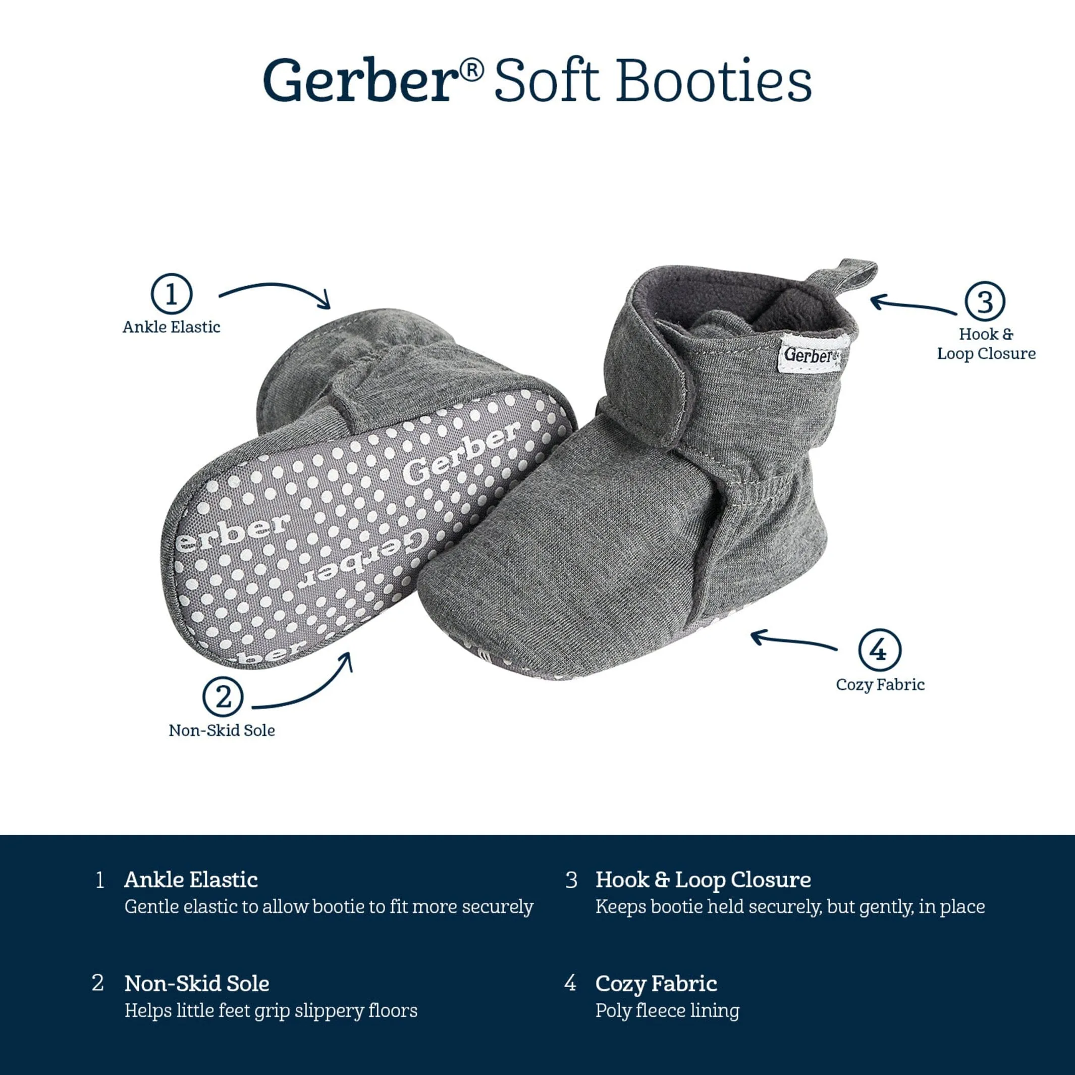Baby Neutral Heather Gray Soft Booties Gerber Childrenswea