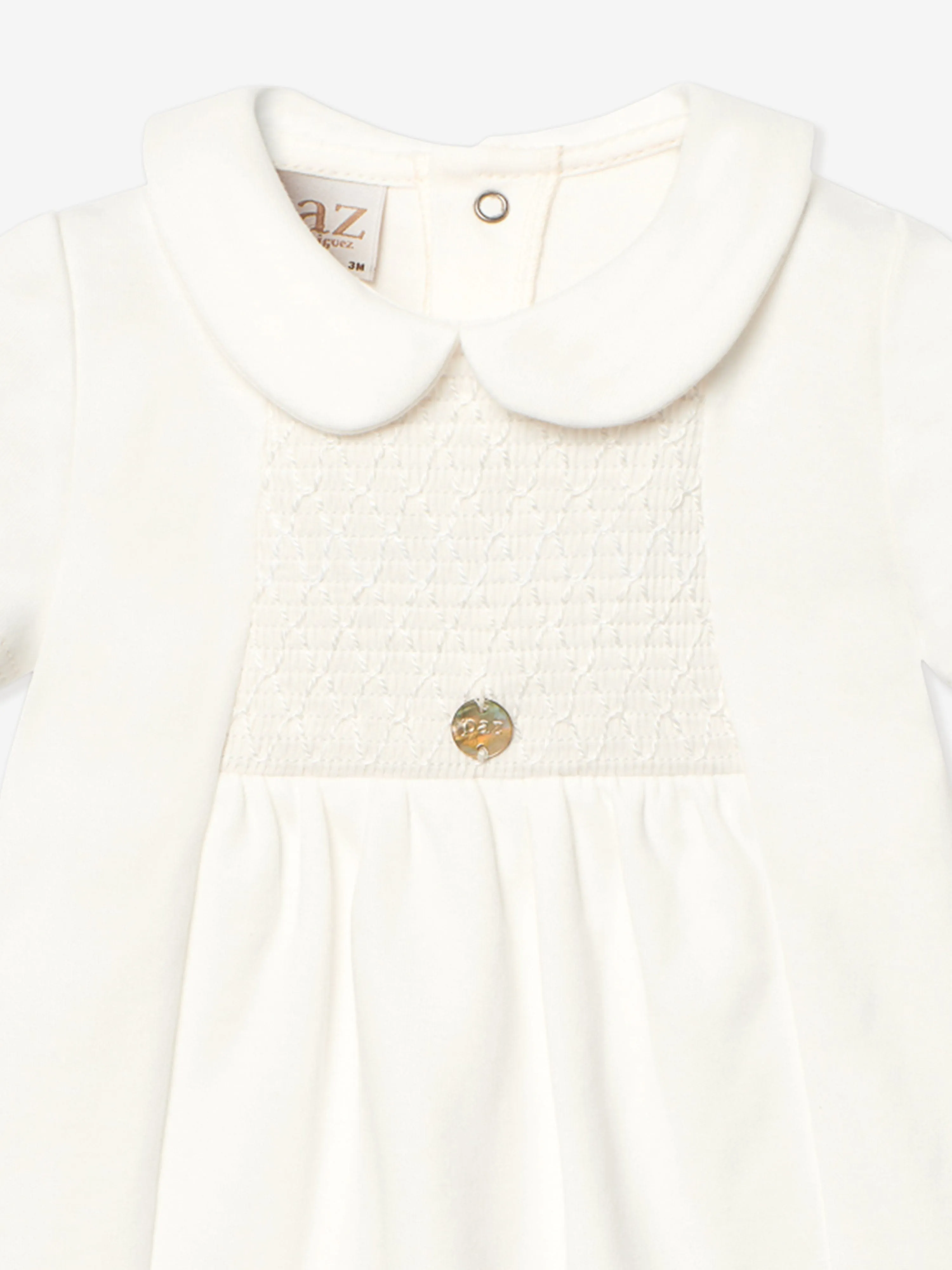 Baby Smocked Romper in Ivory