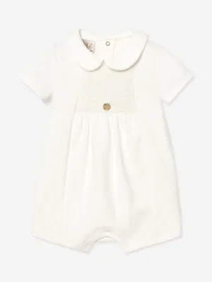 Baby Smocked Romper in Ivory