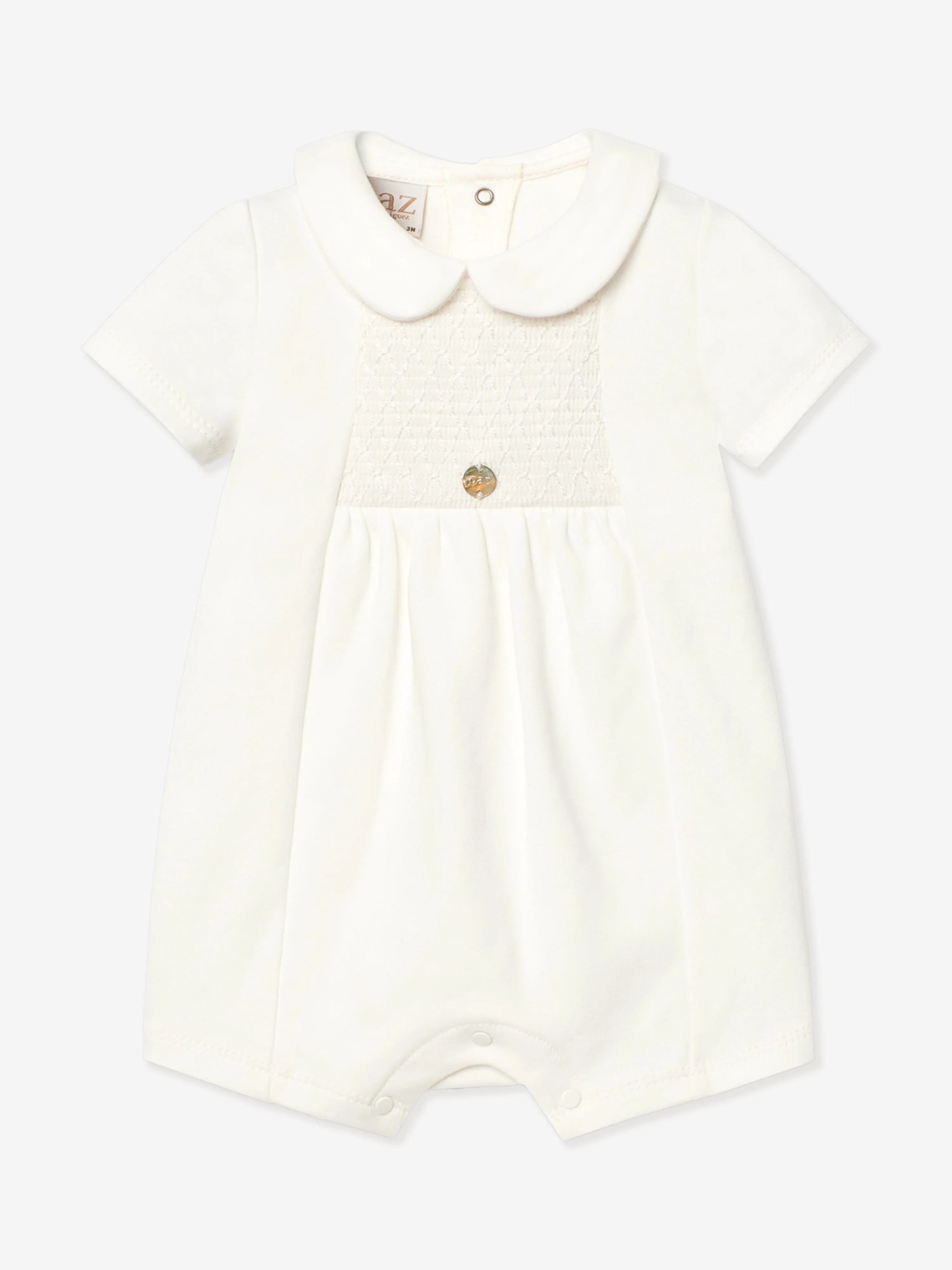 Baby Smocked Romper in Ivory