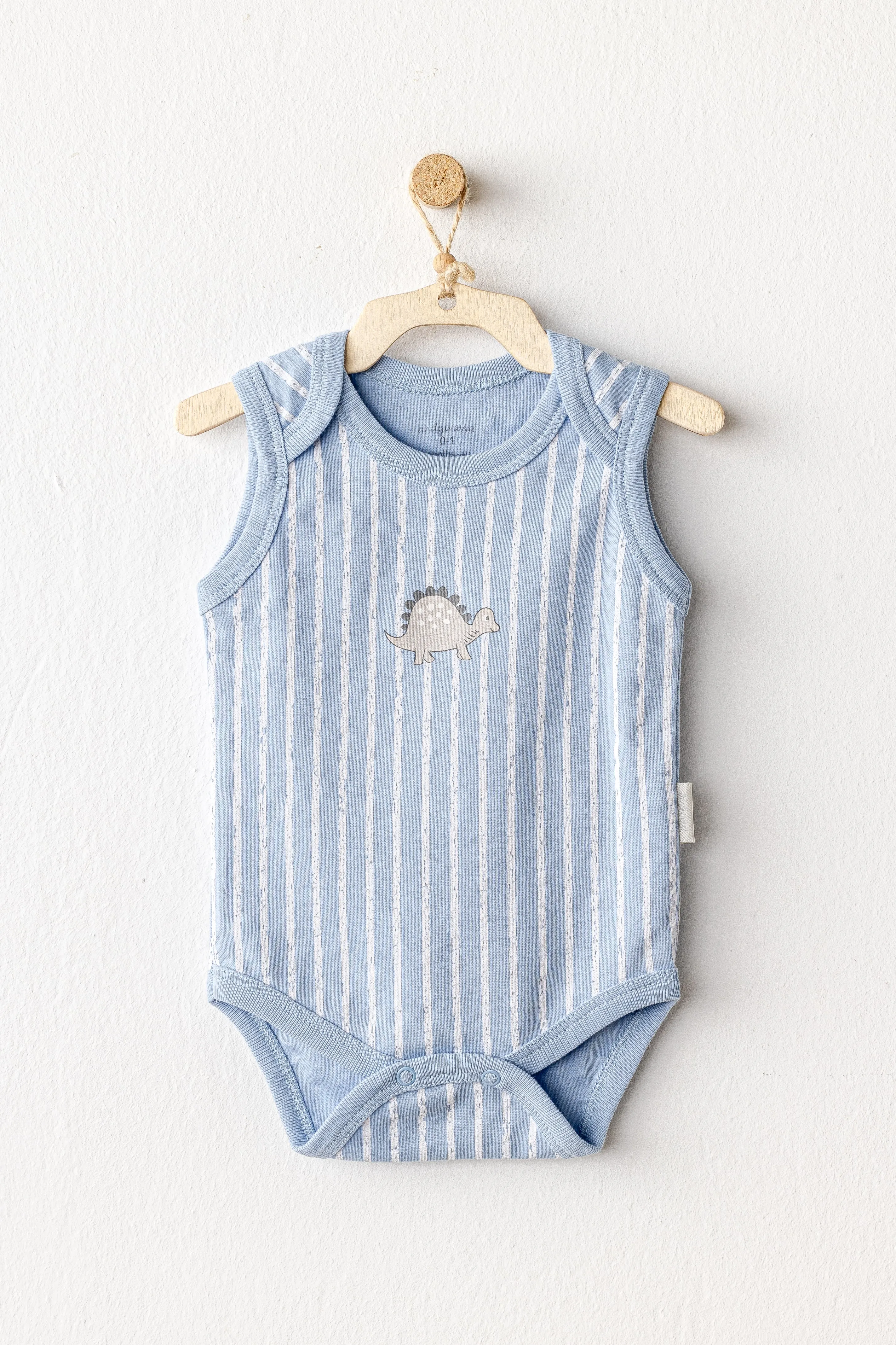 Beige and Blue Dino Bodysuits