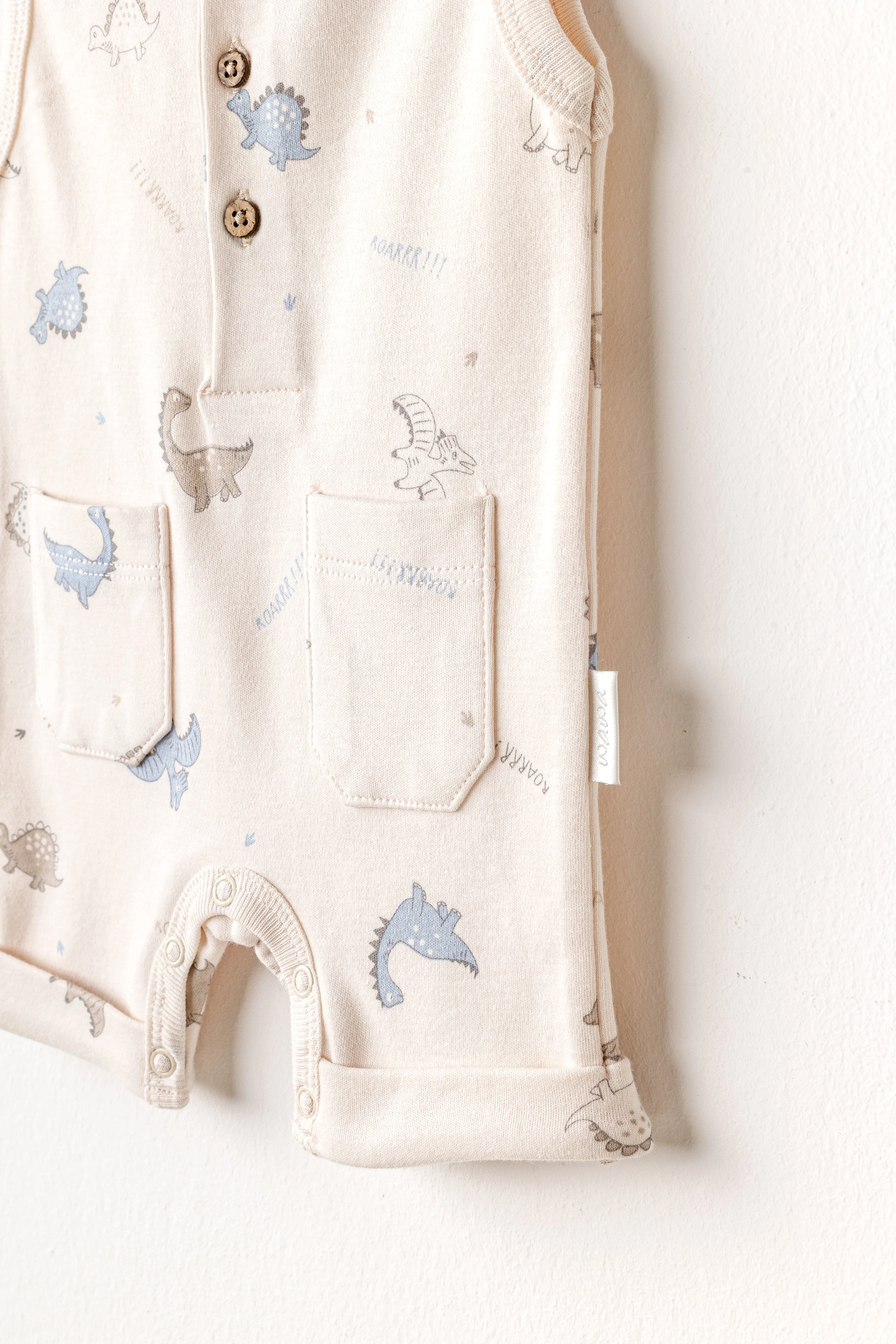 Beige Dino Pattern Romper
