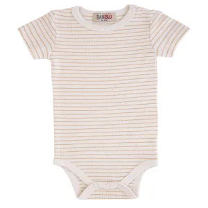 Beige Striped Modal Bodysuit