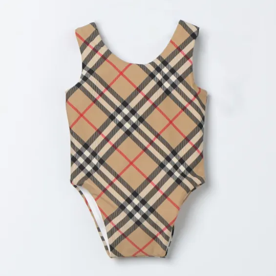 Beige Vintage Check Swimsuit