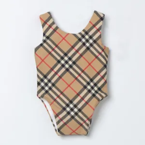 Beige Vintage Check Swimsuit