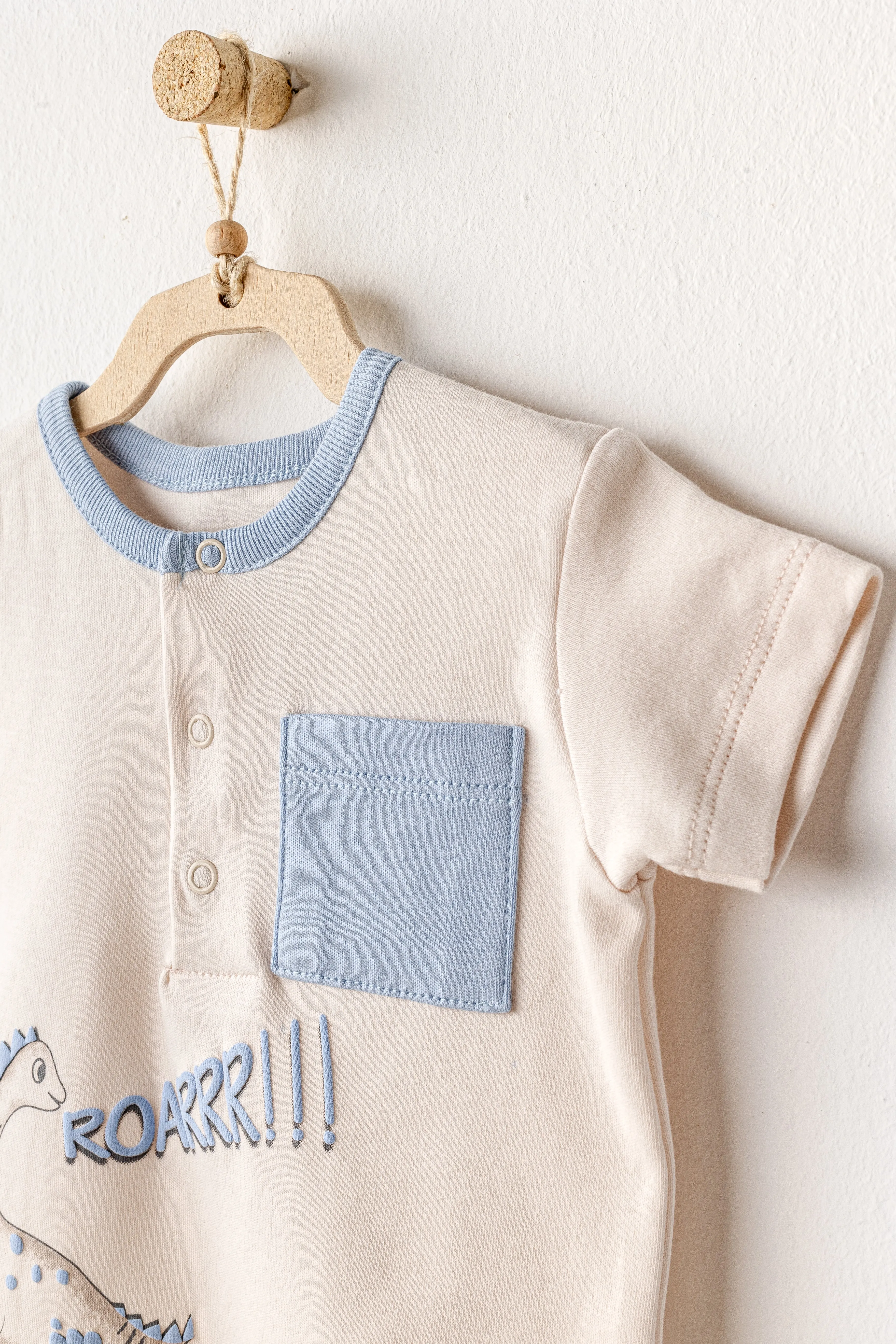 Blue Shorts Dino Pocket T-Shirt Outfit