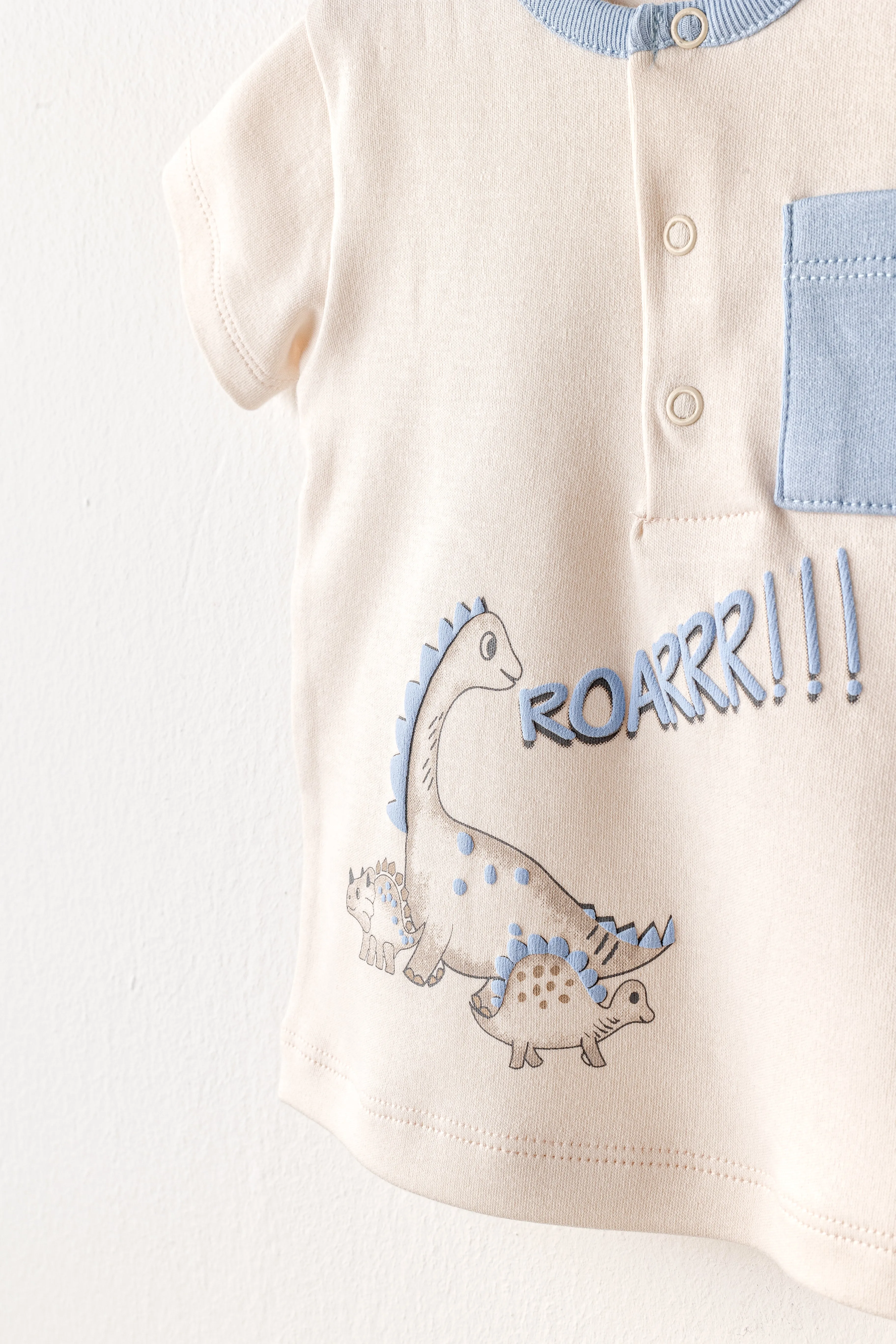 Blue Shorts Dino Pocket T-Shirt Outfit