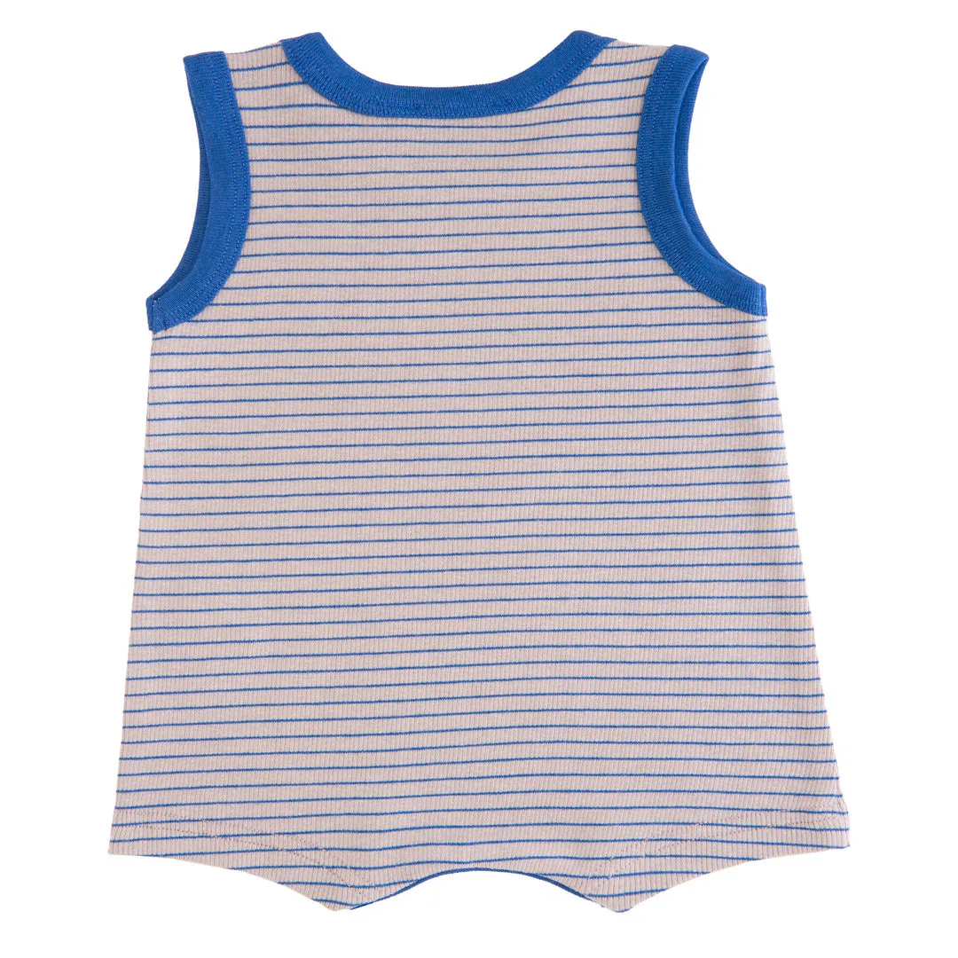 Blue Striped Sleeveless Modal Shortie