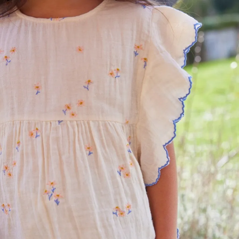Bonheur du Jour Paris Daisy Baby   Girl Blouse - Ecru Rose