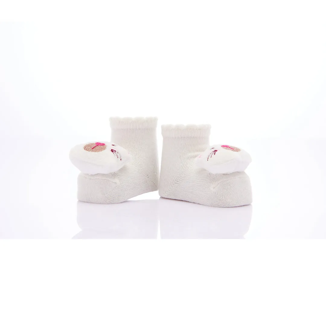 Cream 3pc Animal Plush Sock Set
