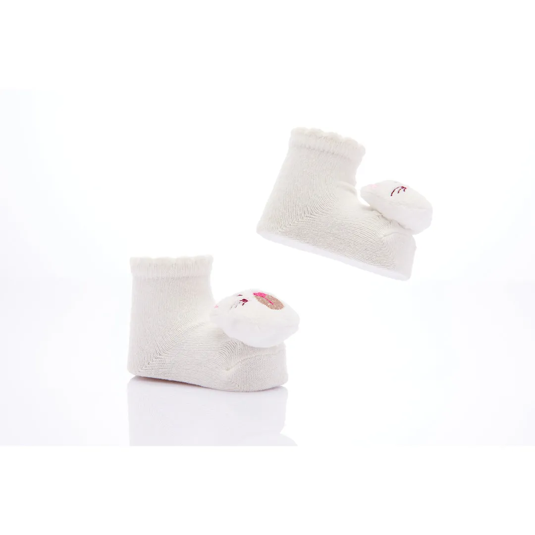 Cream 3pc Animal Plush Sock Set