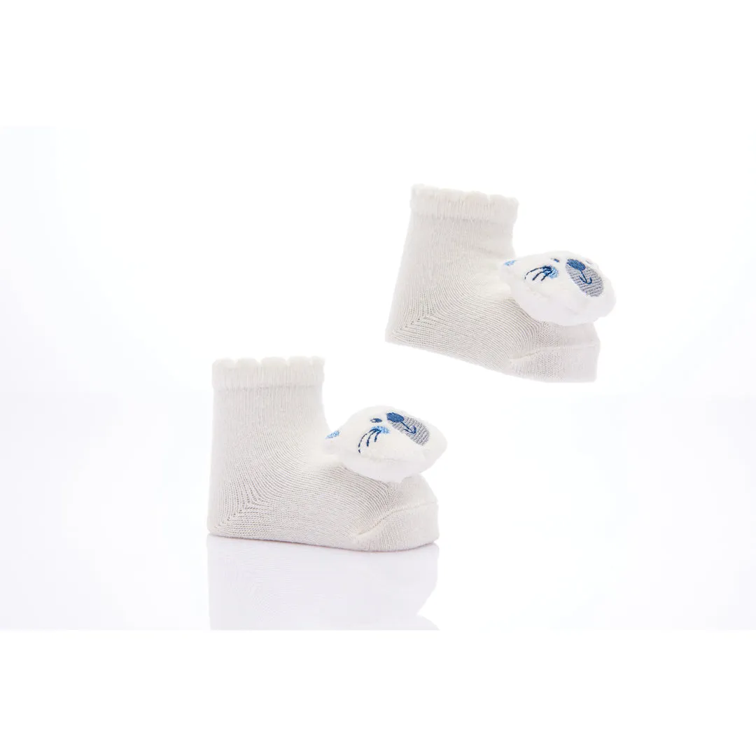 Cream 3pc Animal Plush Sock Set