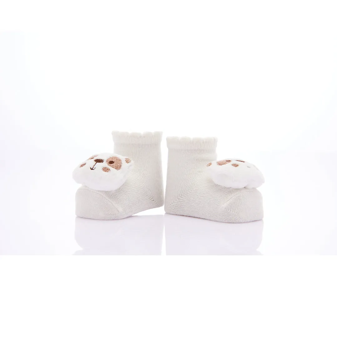 Cream 3pc Animal Plush Sock Set