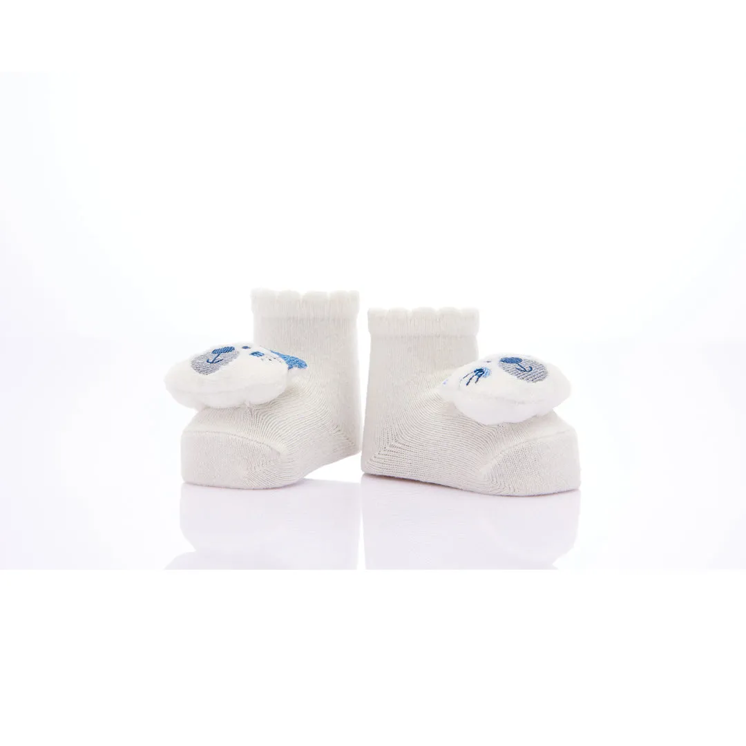 Cream 3pc Animal Plush Sock Set