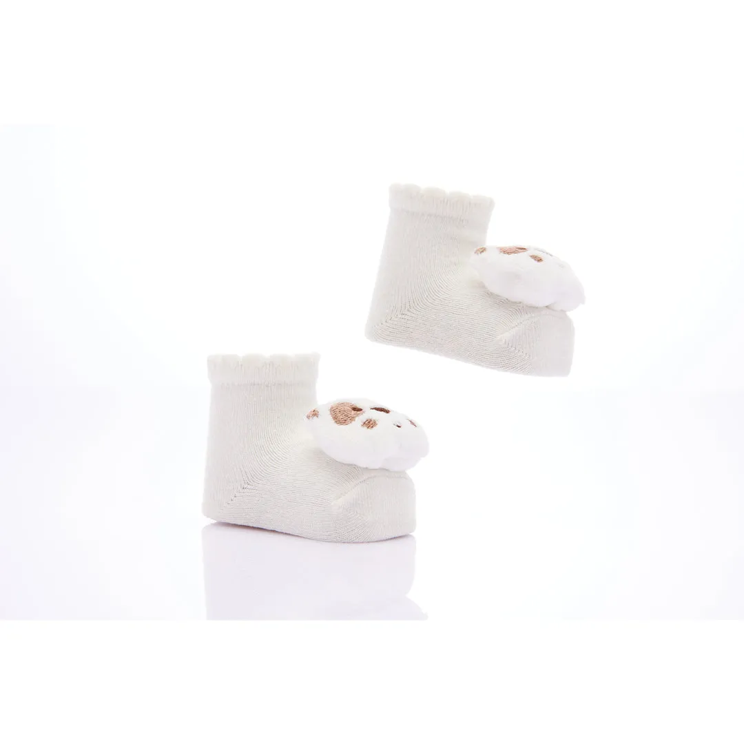 Cream 3pc Animal Plush Sock Set