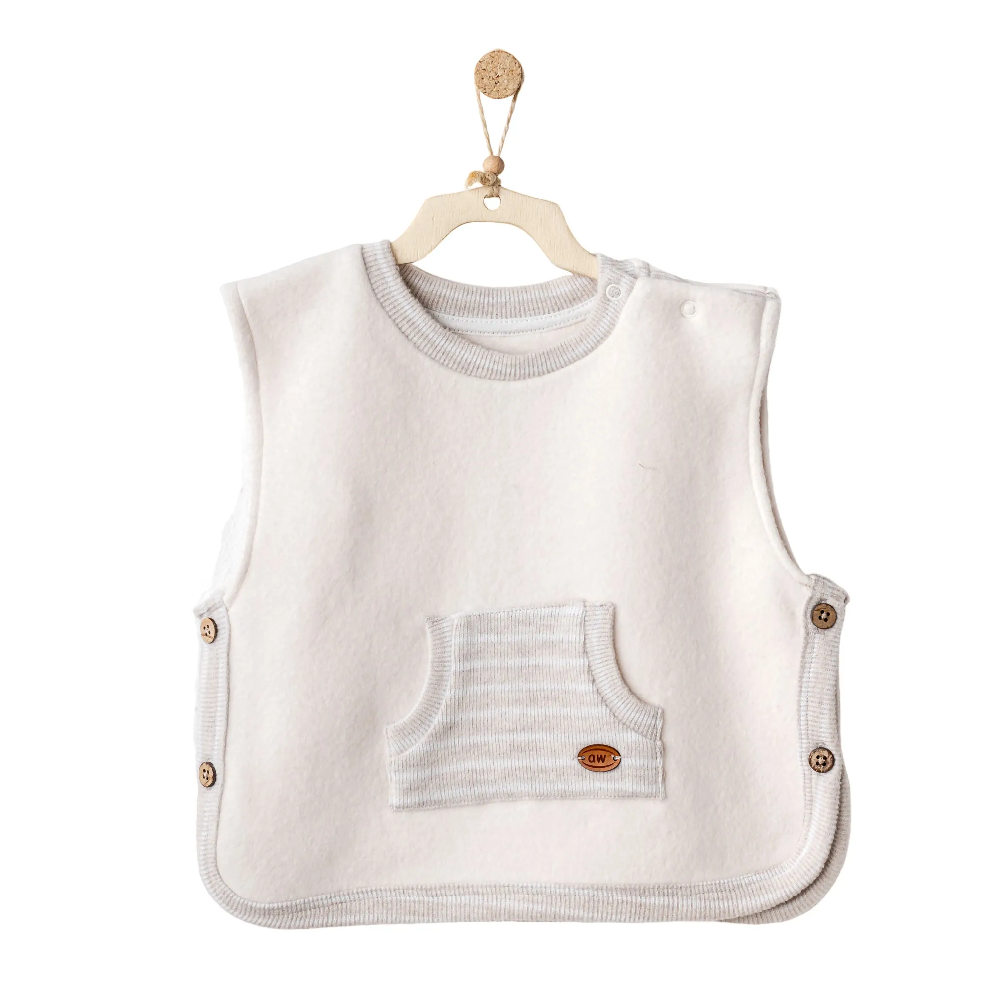 Cream Buttoned Pocket Vest