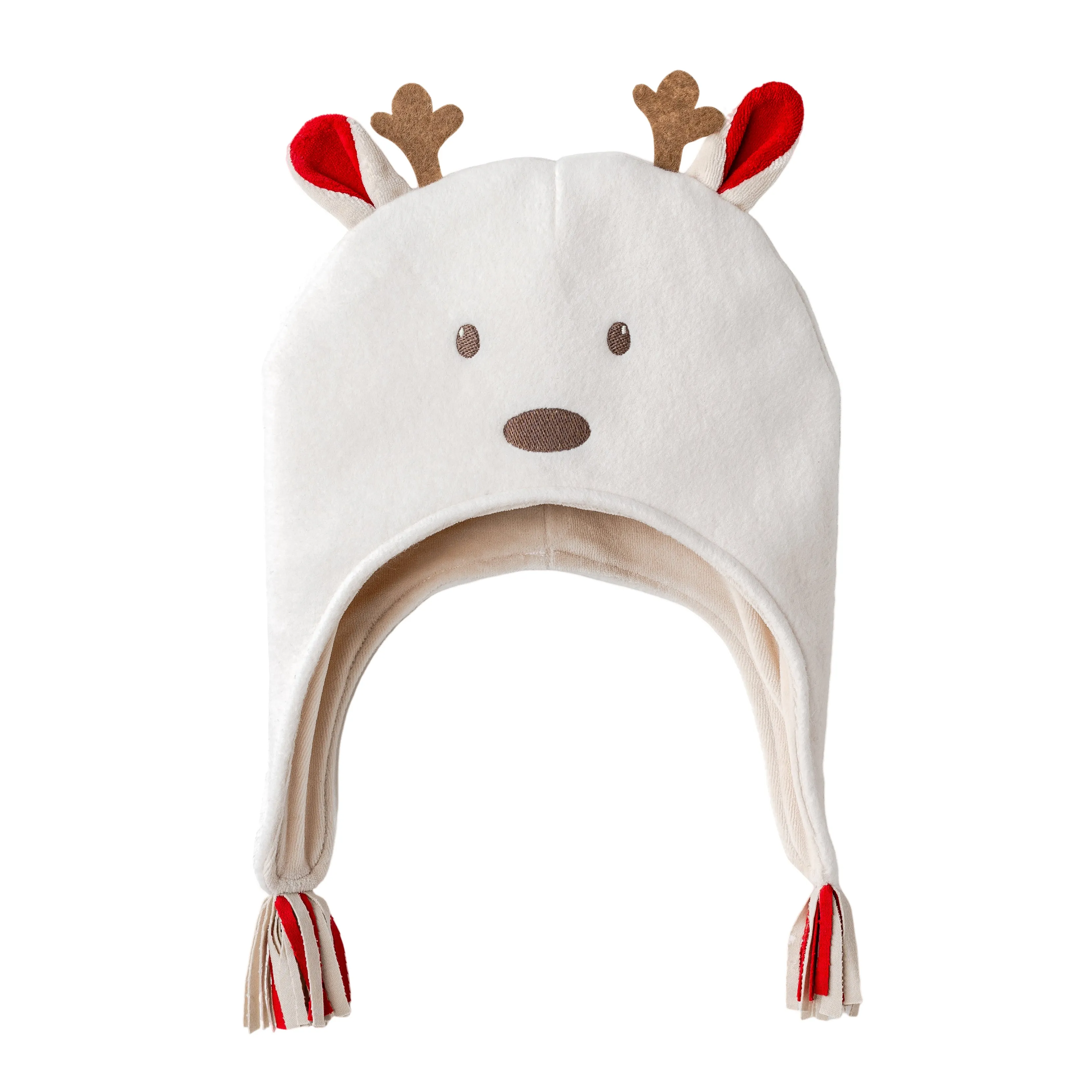 Cream Cute Reindeer Holiday Hat