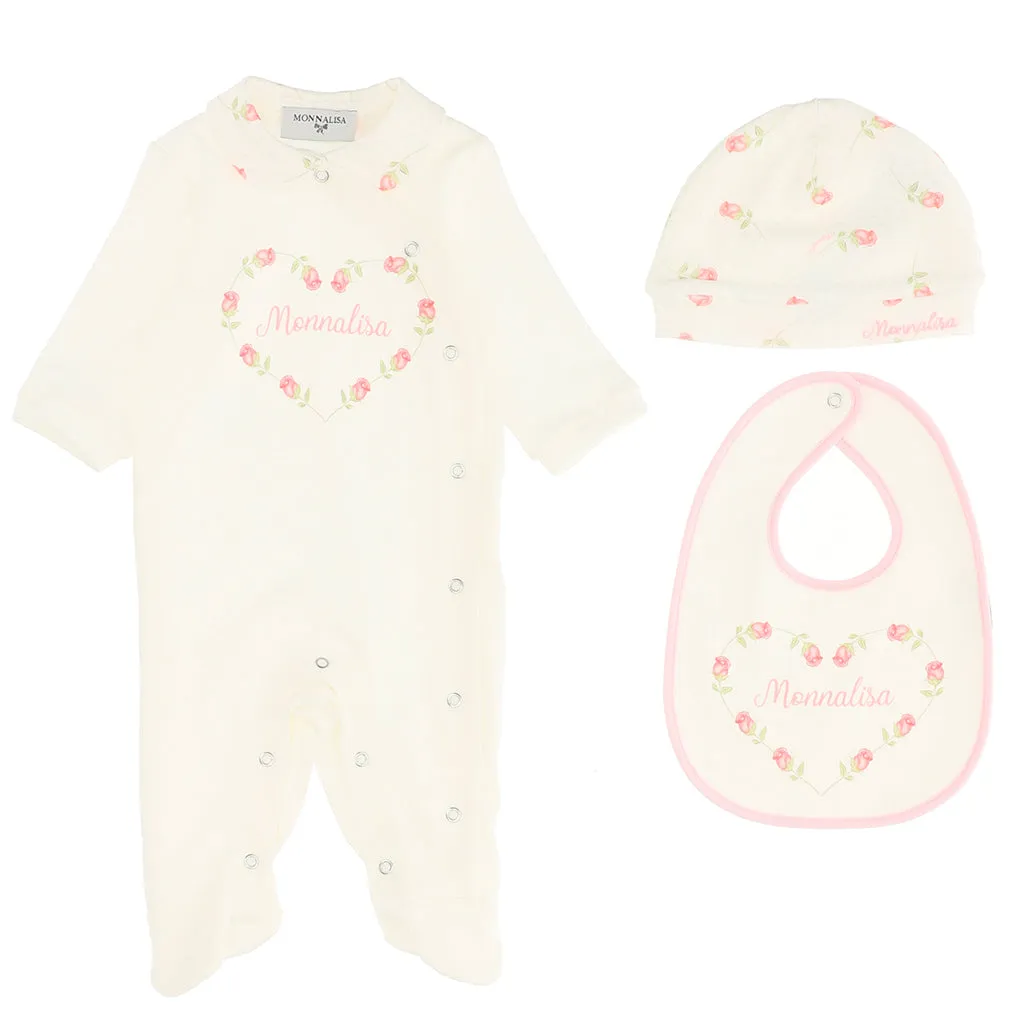 Cream Floral Logo Bodysuit Set