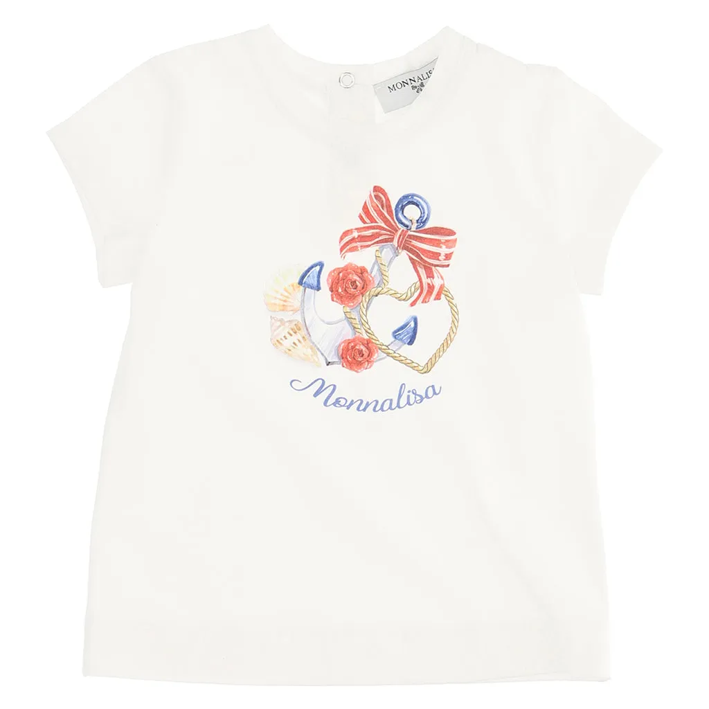 Cream Ocean Theme Logo T-Shirt