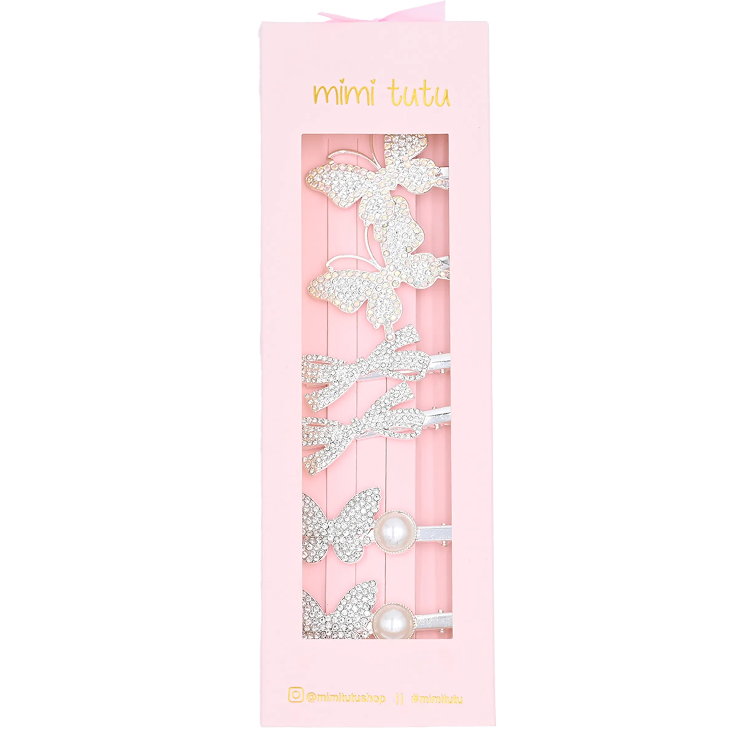 Crystal Bow & Butterfly Mosaic Hair Clips