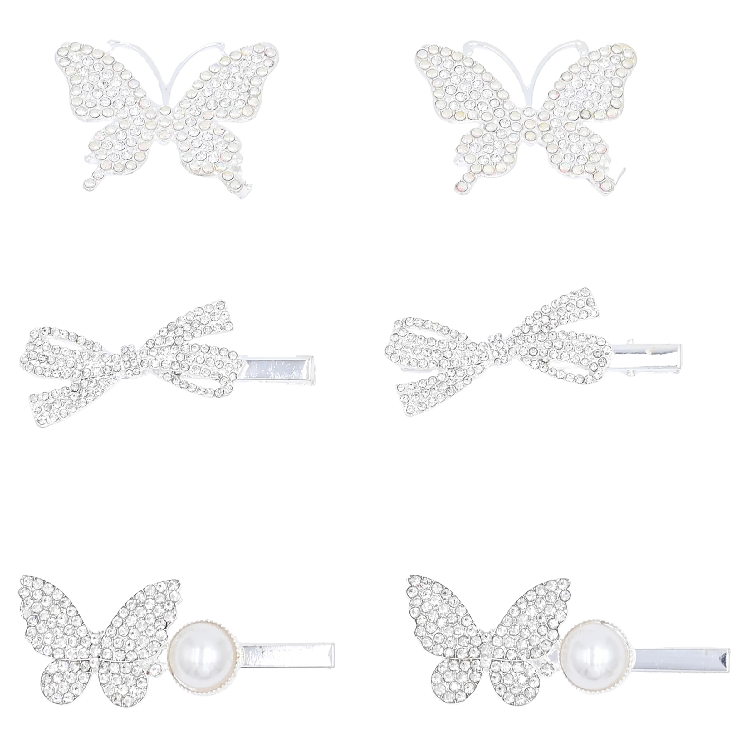 Crystal Bow & Butterfly Mosaic Hair Clips