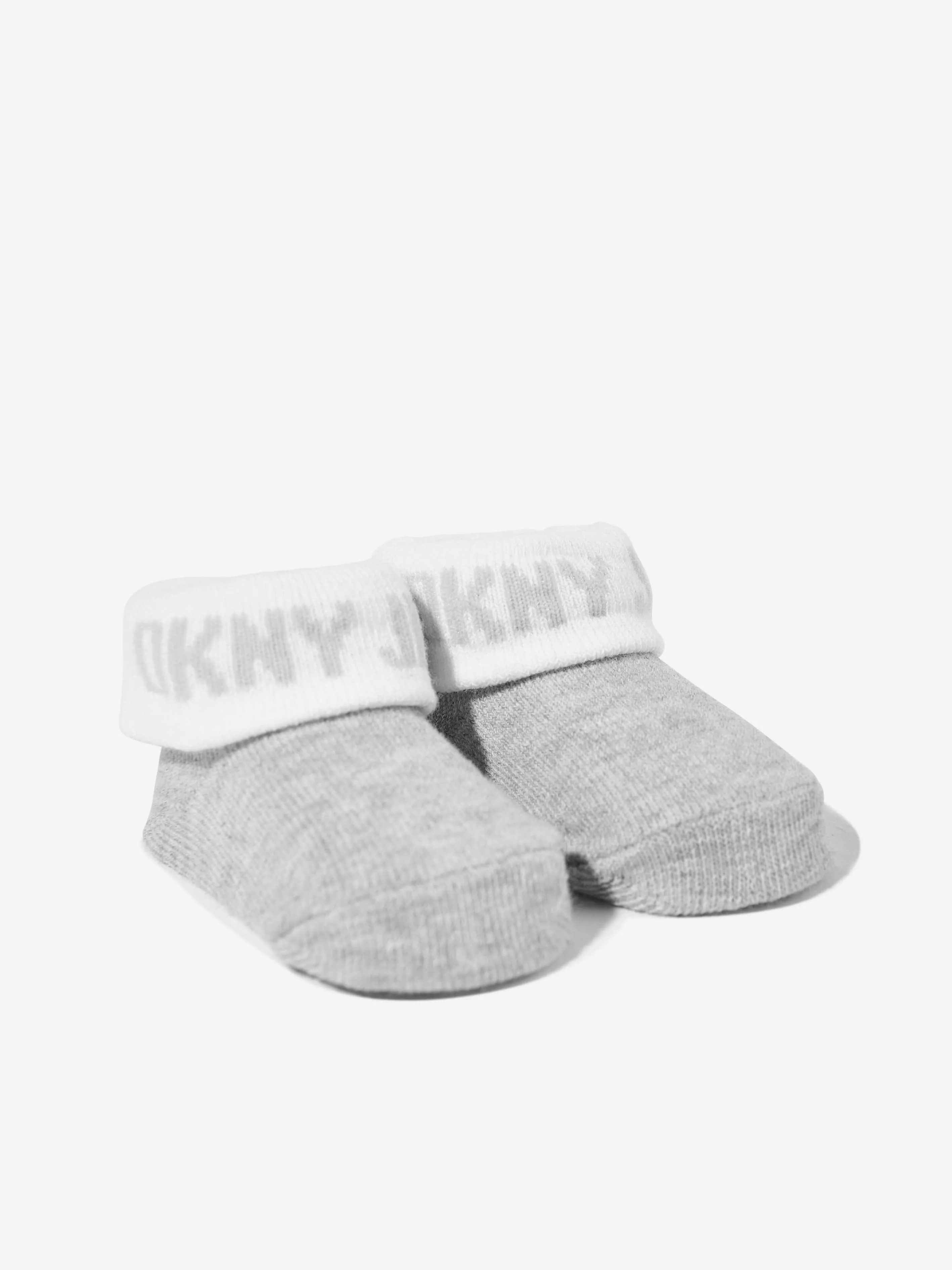 DKNY Baby Bibs and Socks Set in Grey