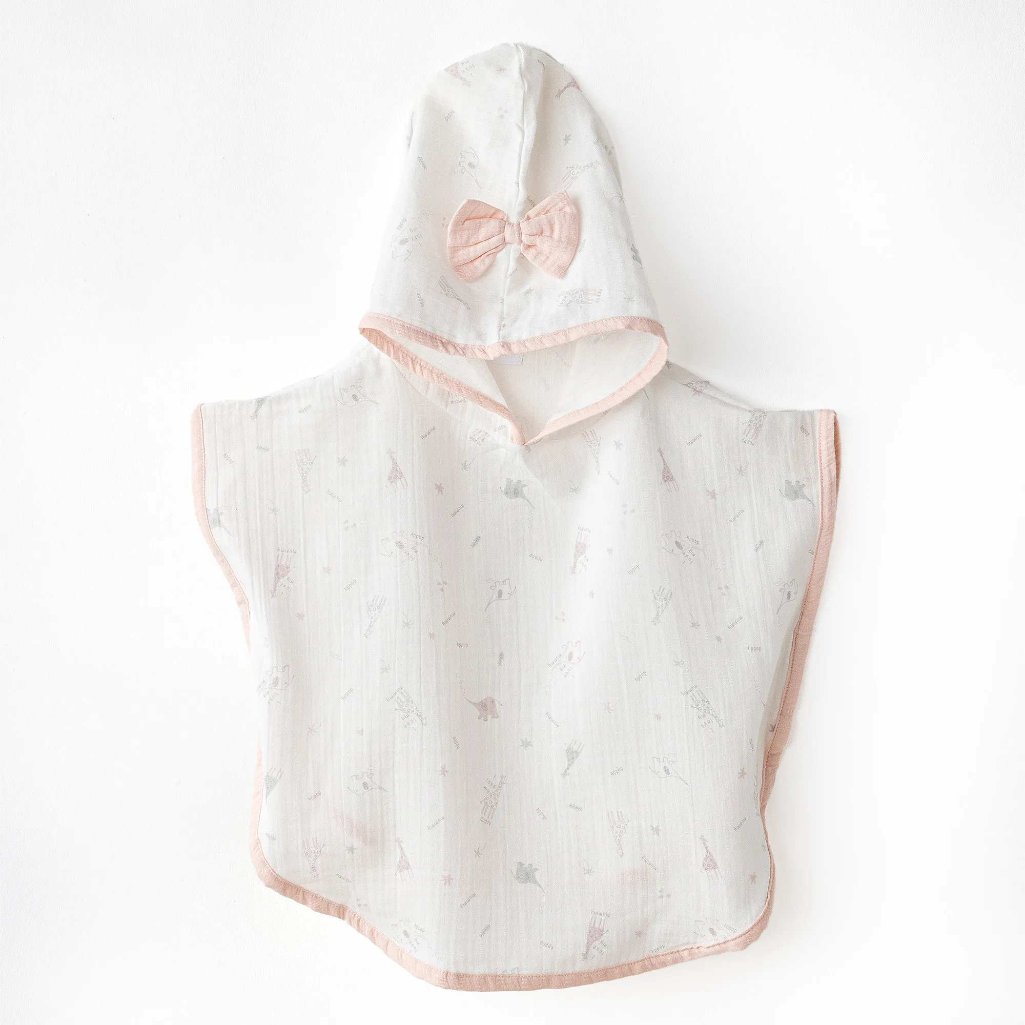 Ecru Love Family Muslin Bow Pancho