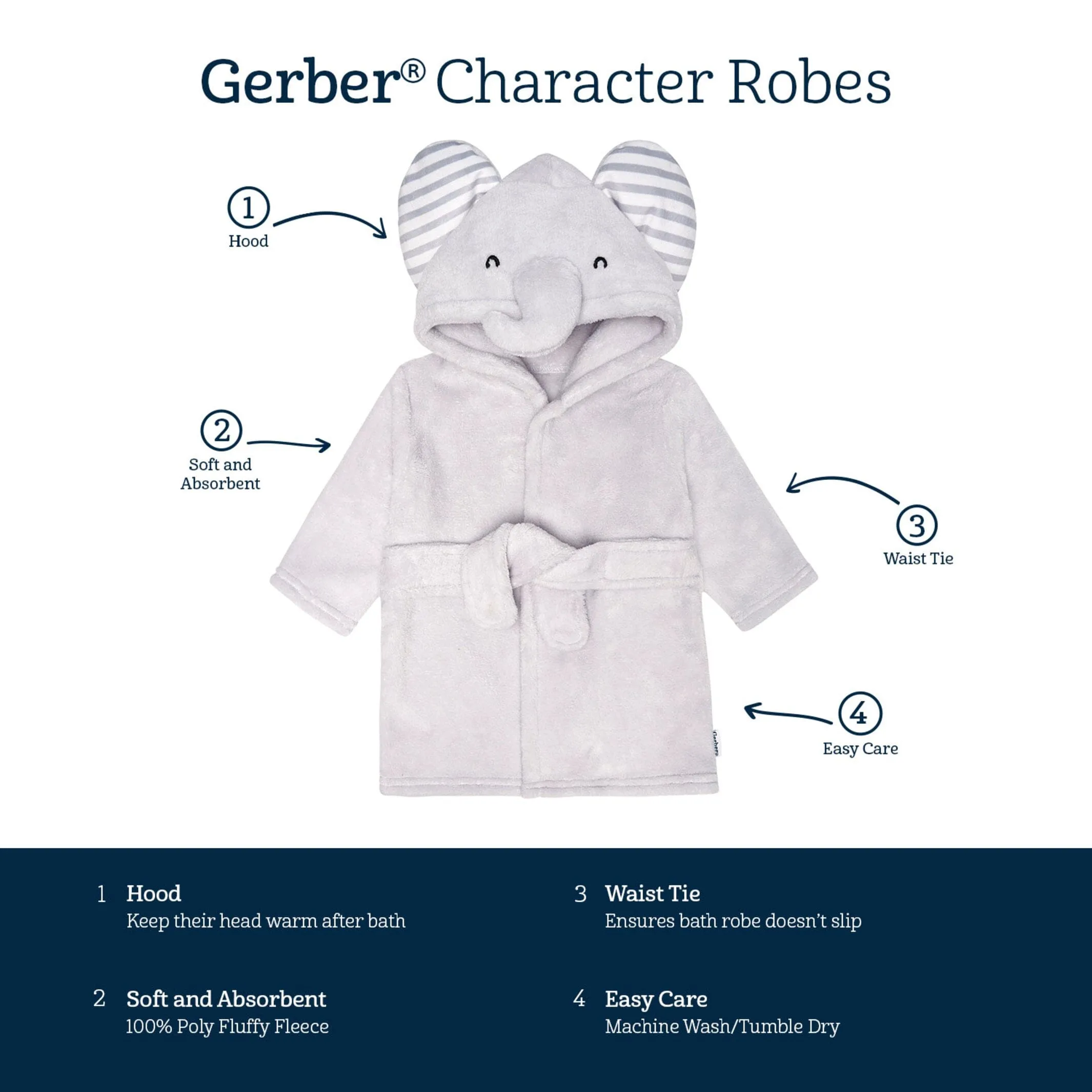 Embroidered Baby Neutral Elephant Robe Gerber Childrenswea