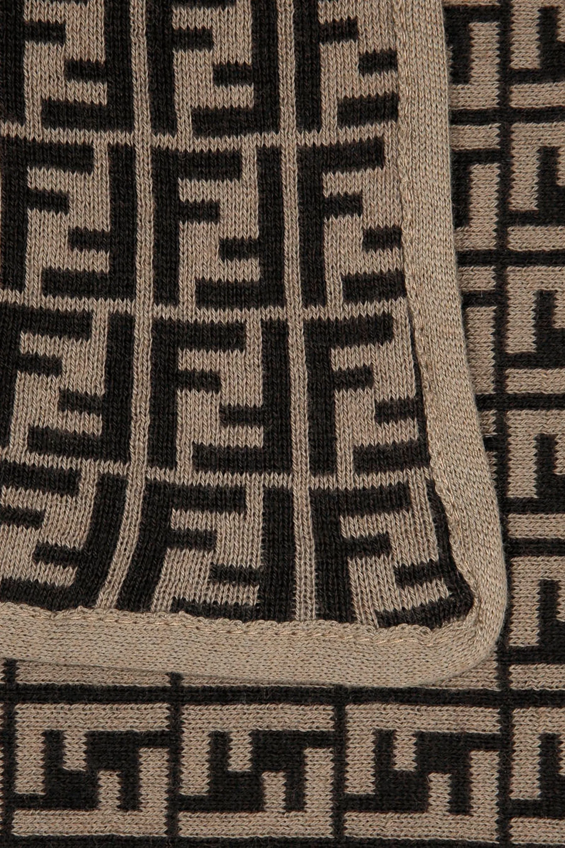 Fendi Baby Cotton and Cashmere Blanket in Brown (85cm)