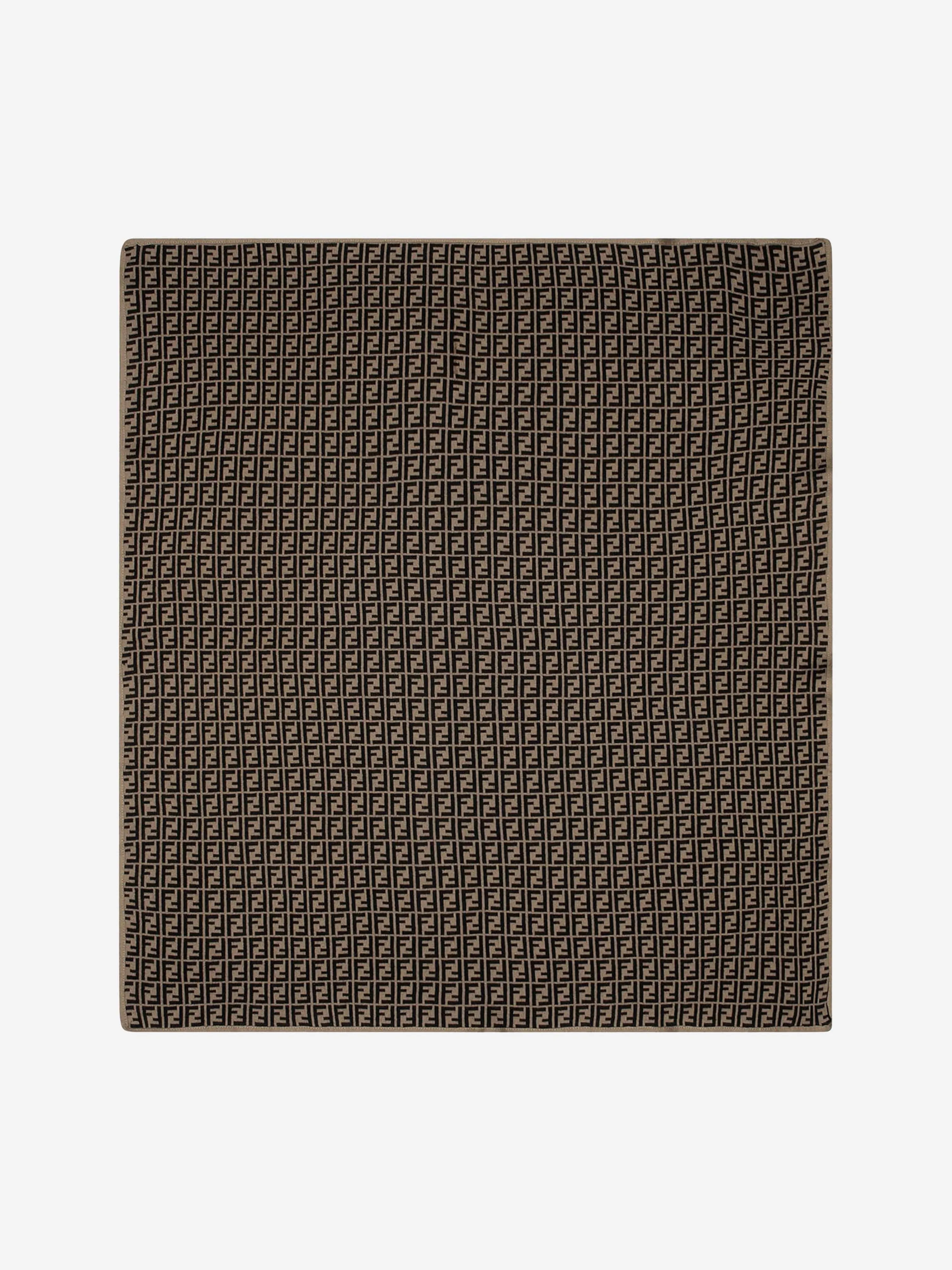 Fendi Baby Cotton and Cashmere Blanket in Brown (85cm)