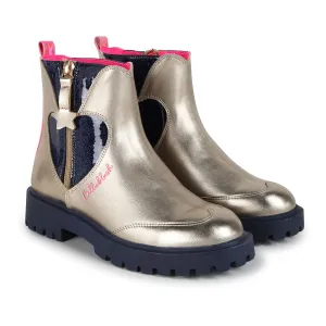 Gold Sequin Heart Metallic Boots