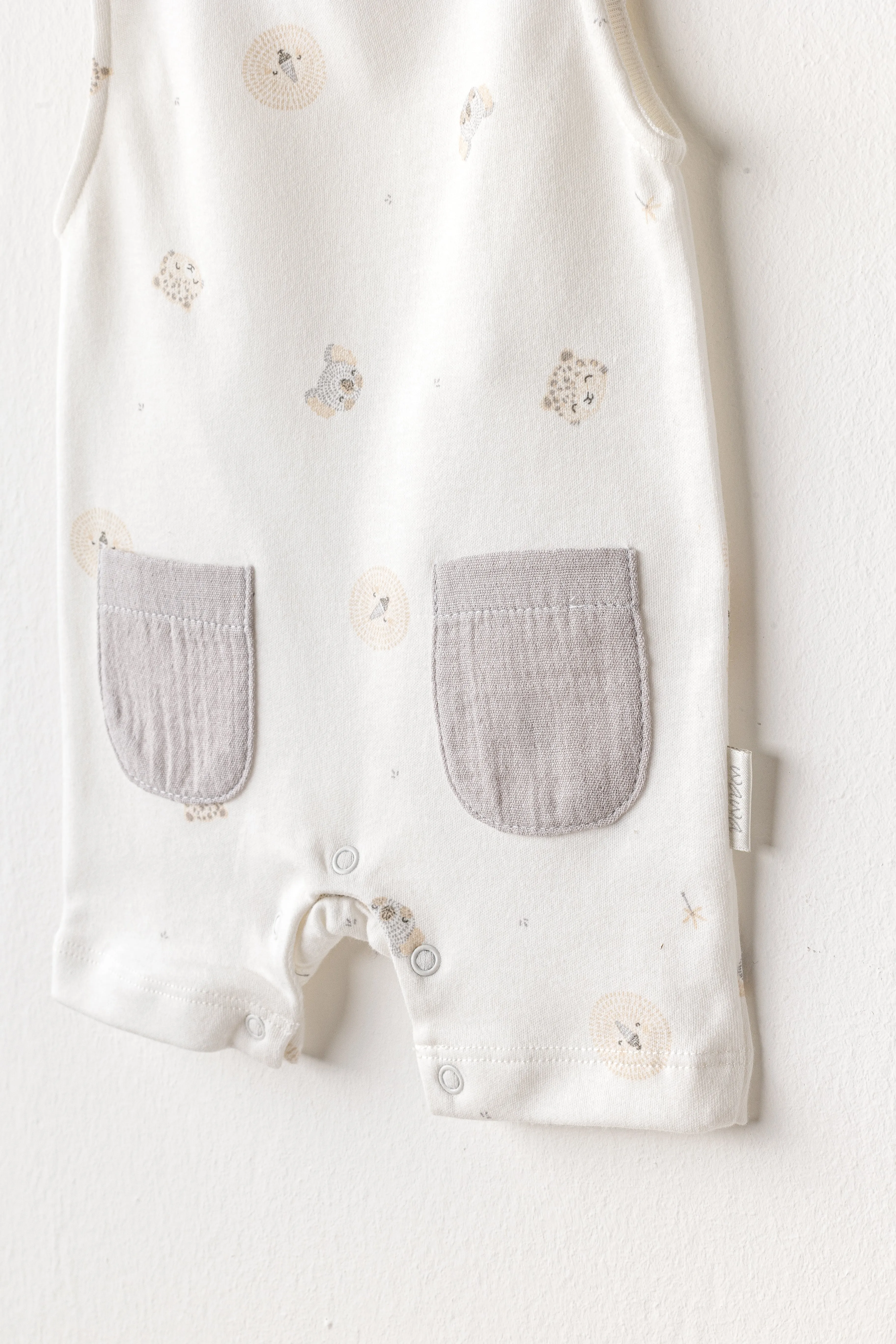 Gray Ecru Romper and Bib Set