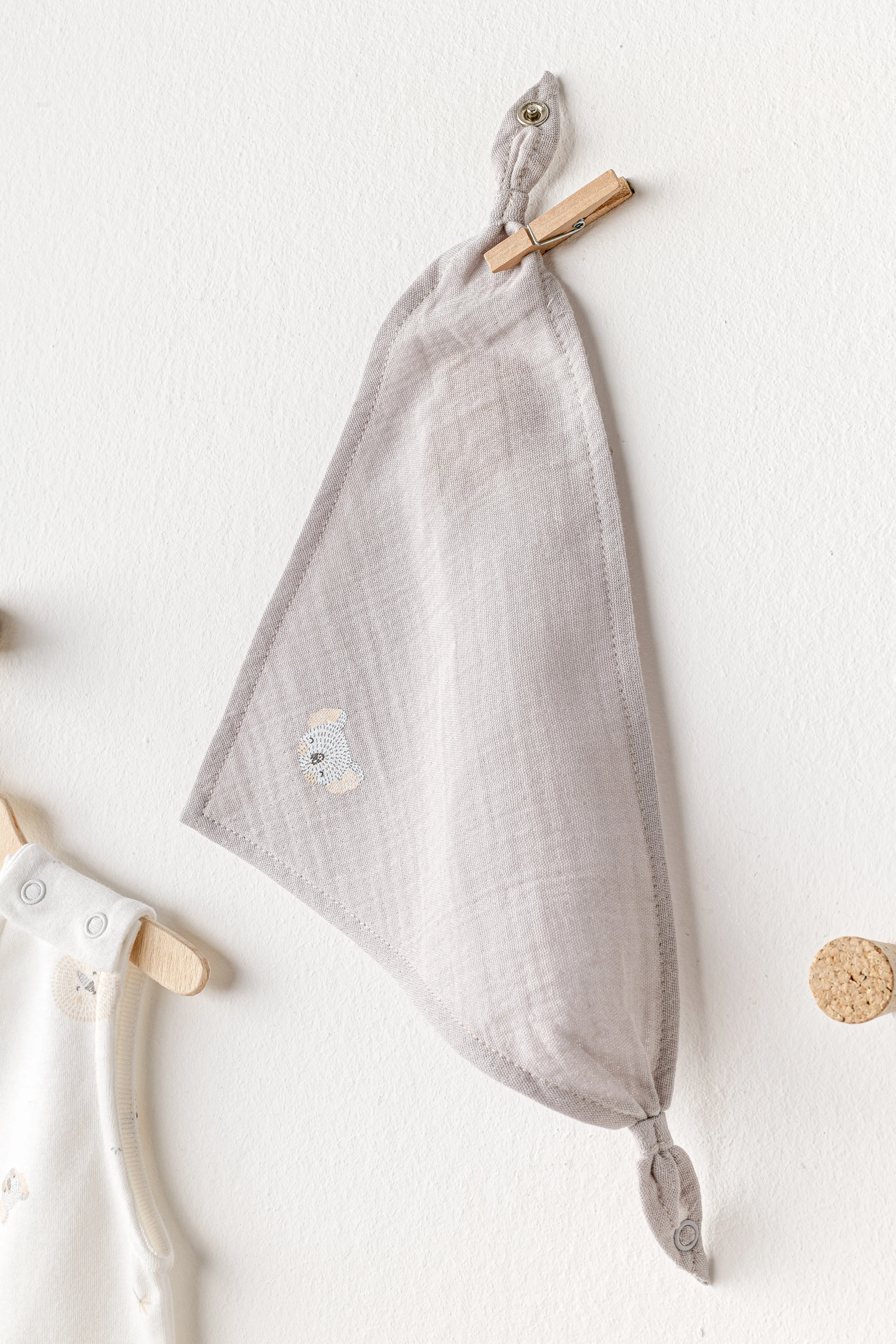 Gray Ecru Romper and Bib Set