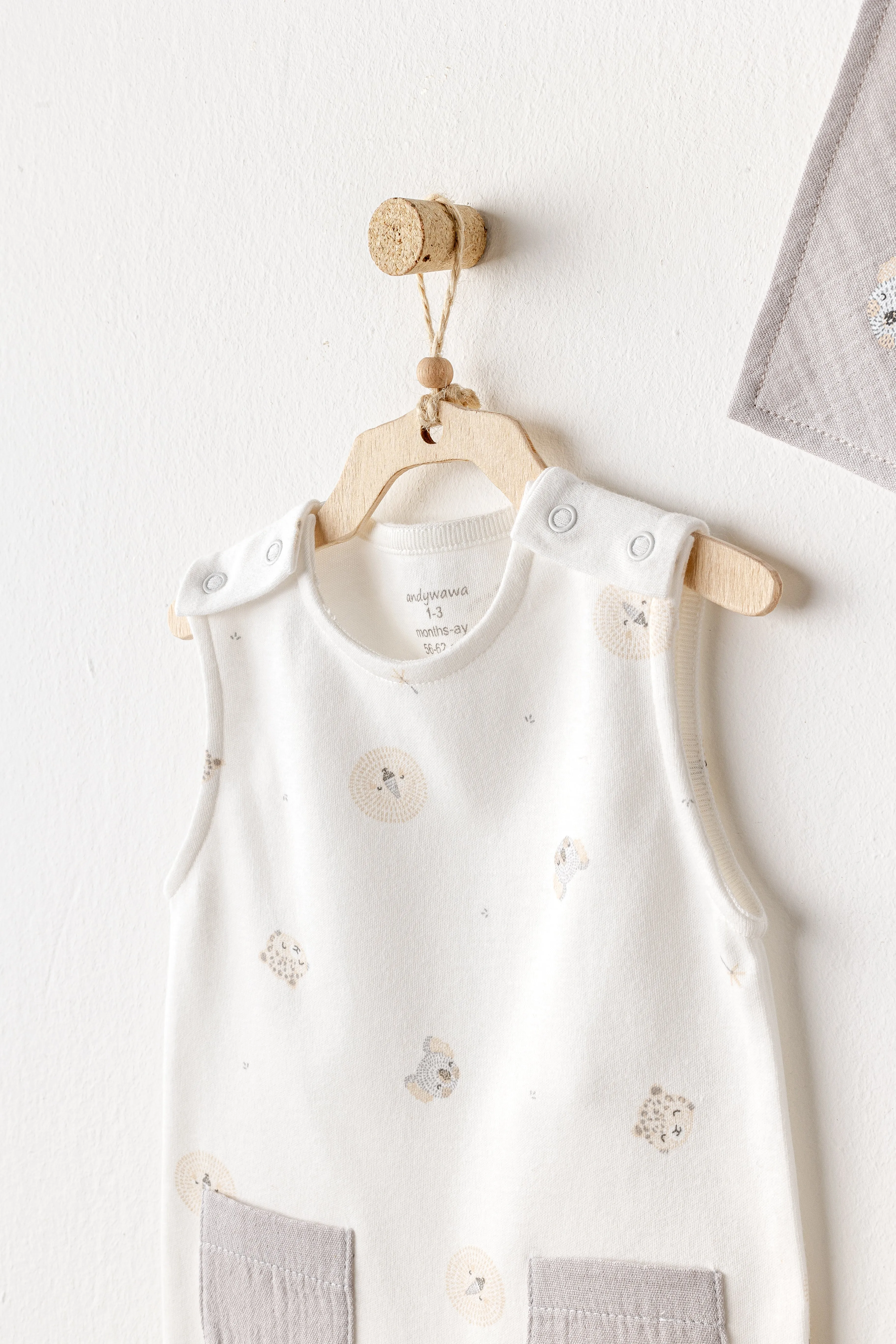 Gray Ecru Romper and Bib Set