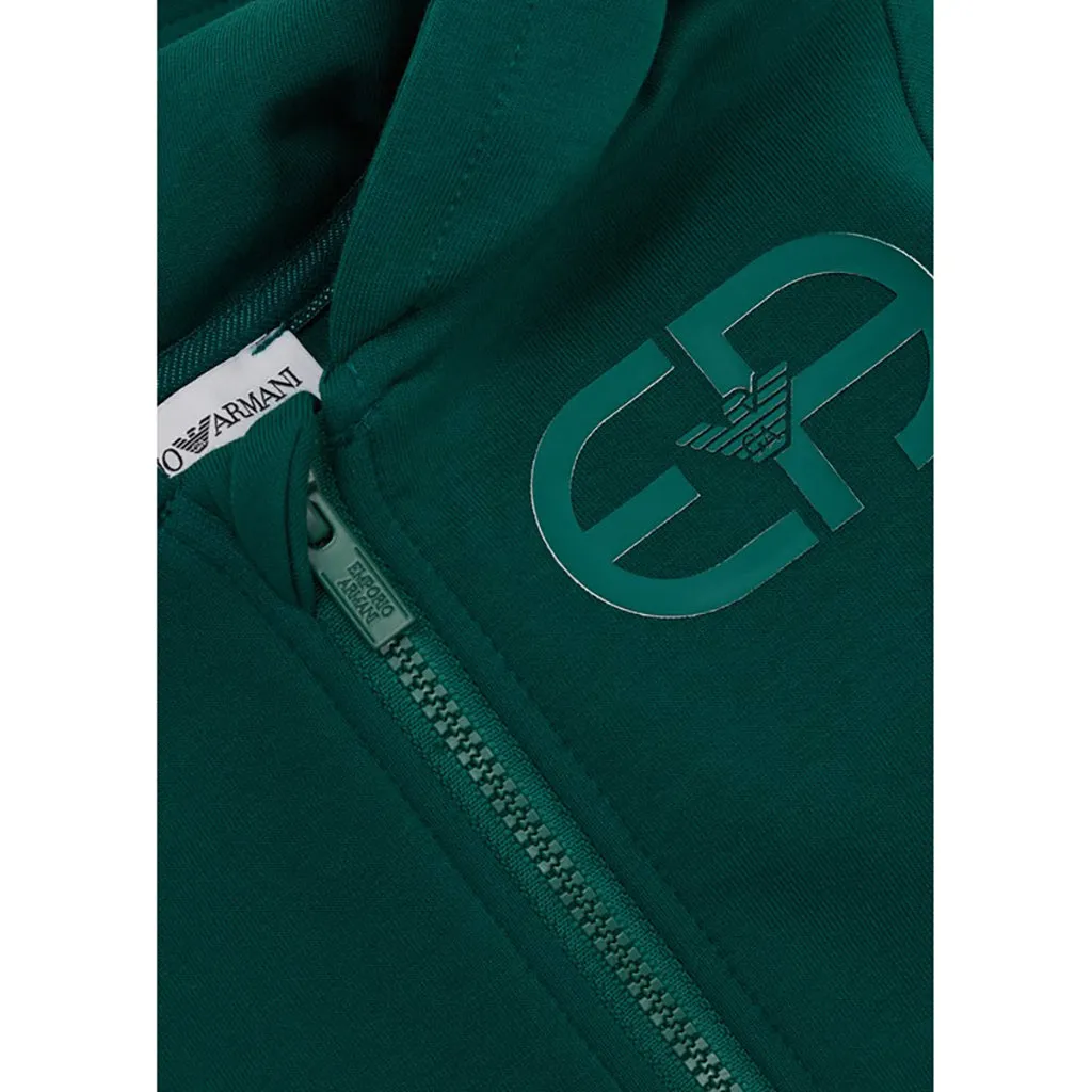 Green Double Jersey Zip hoodie