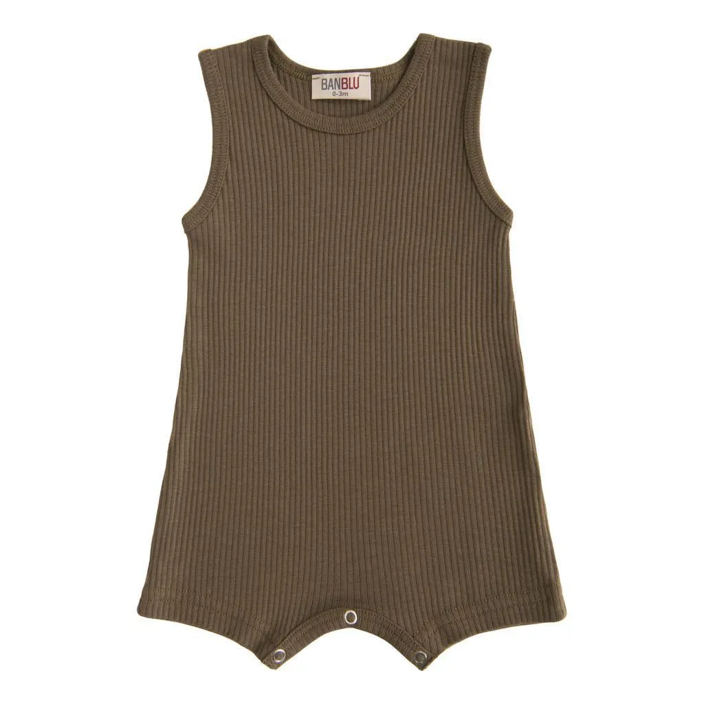 Green Olive Sleeveless Modal Shortie