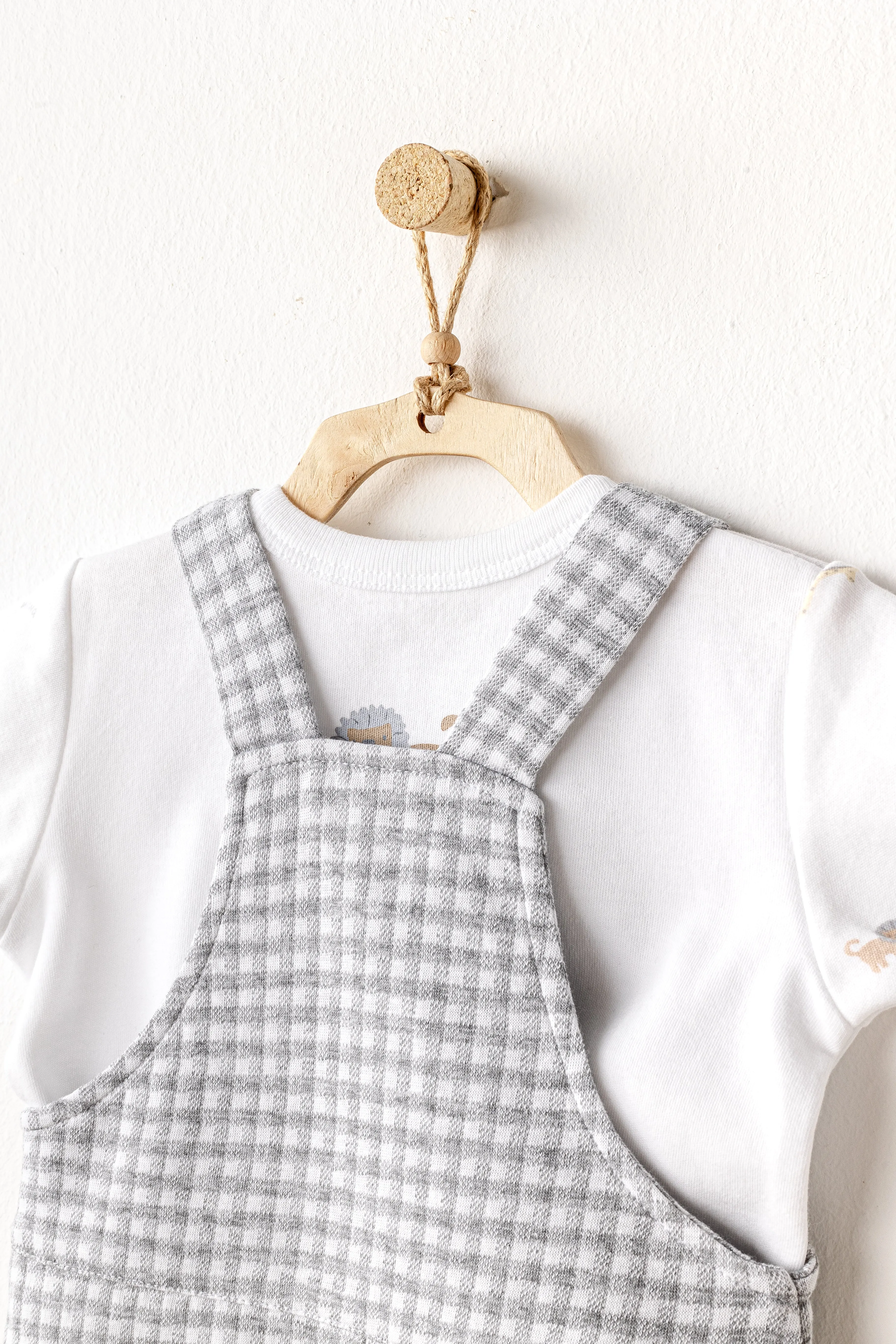 Grey Little King Gingham Jumpsuit Set