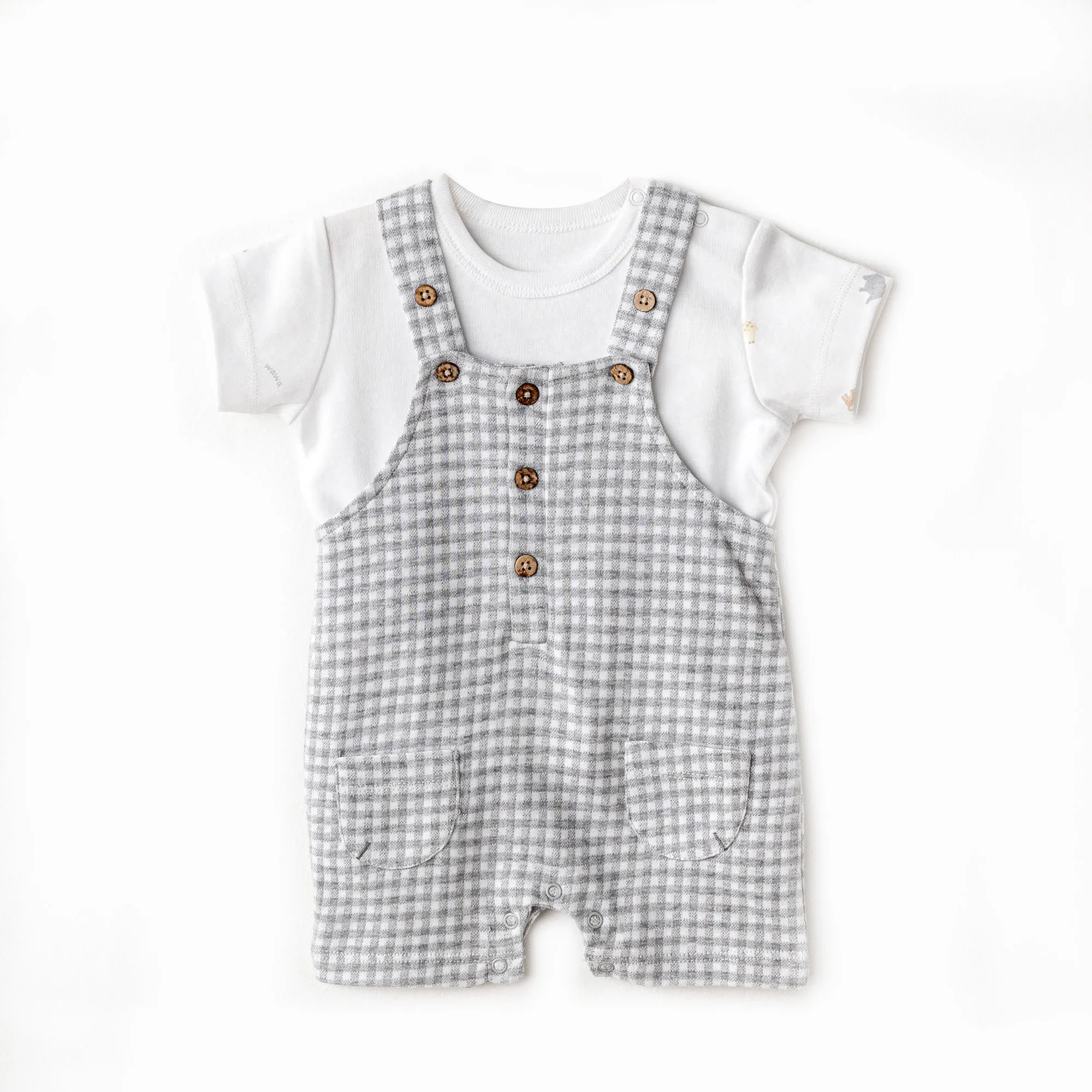 Grey Little King Gingham Jumpsuit Set