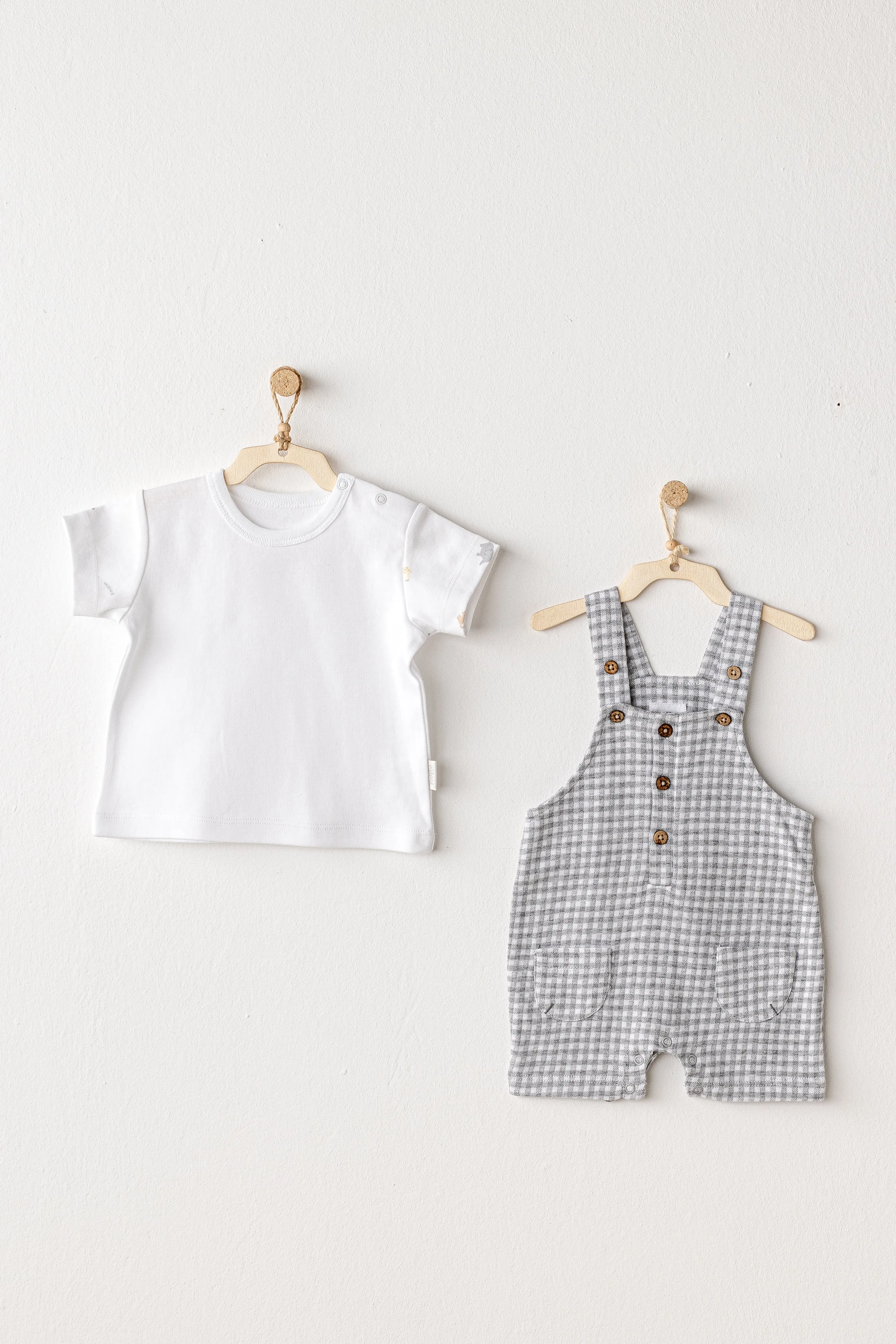 Grey Little King Gingham Jumpsuit Set