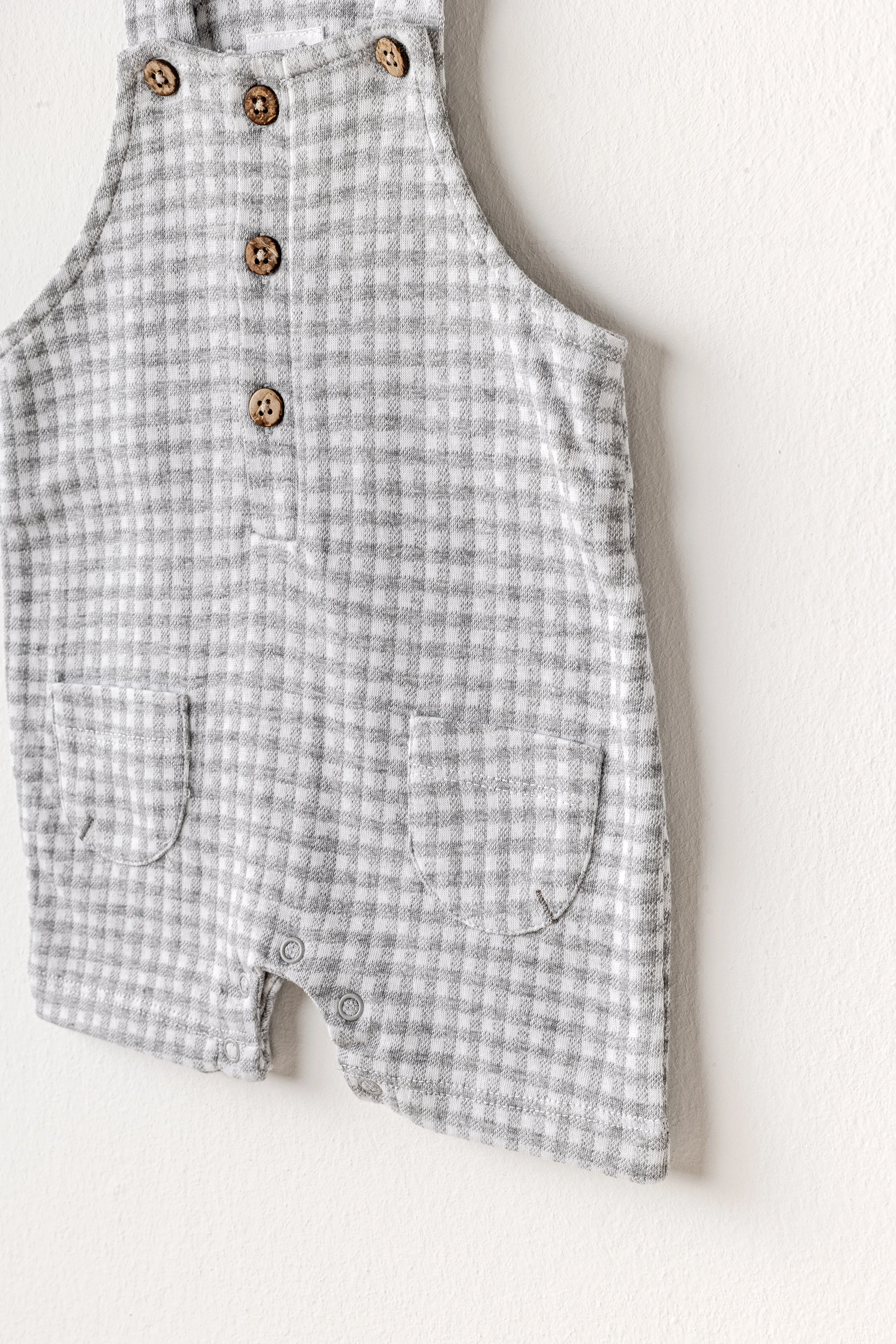 Grey Little King Gingham Jumpsuit Set