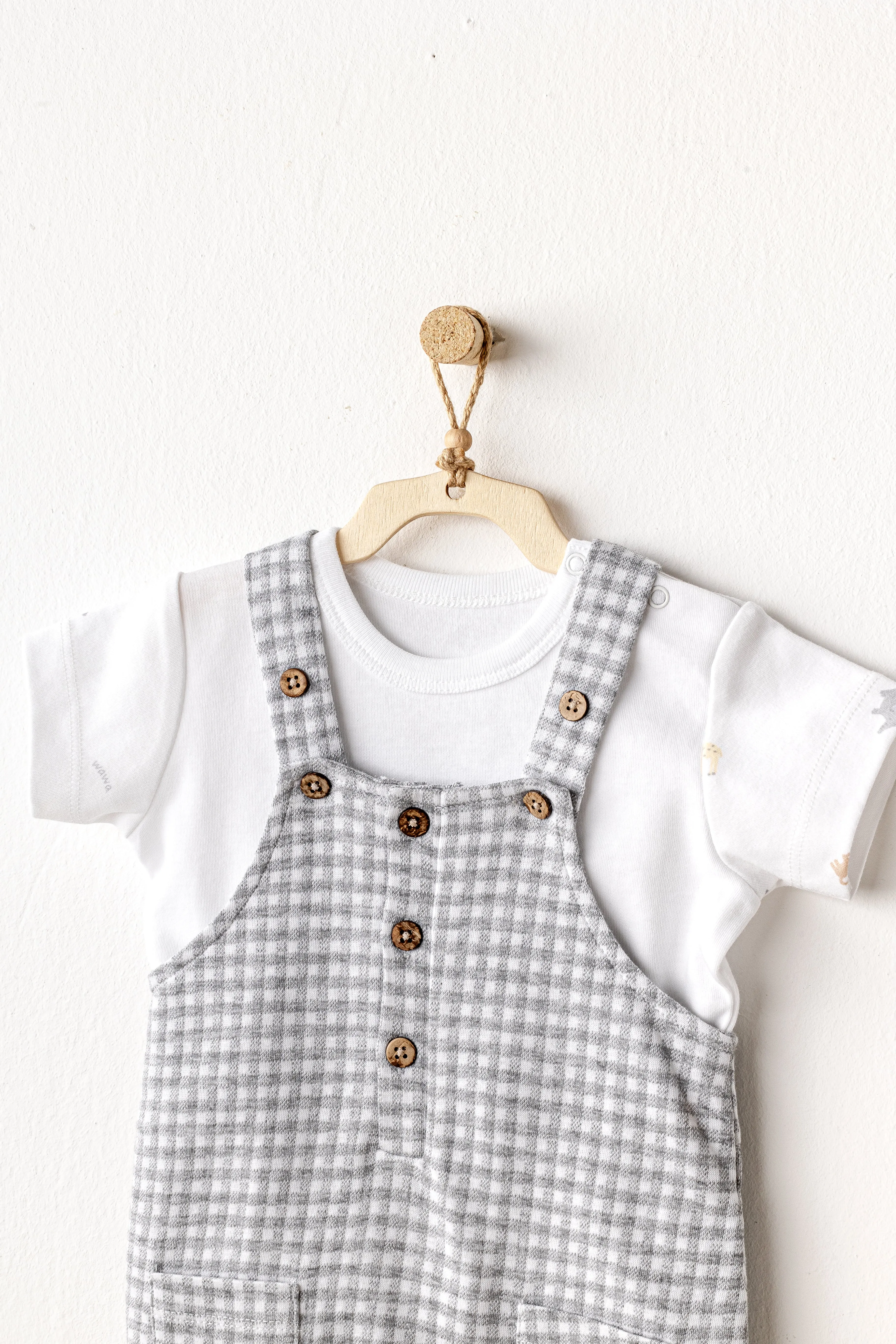 Grey Little King Gingham Jumpsuit Set