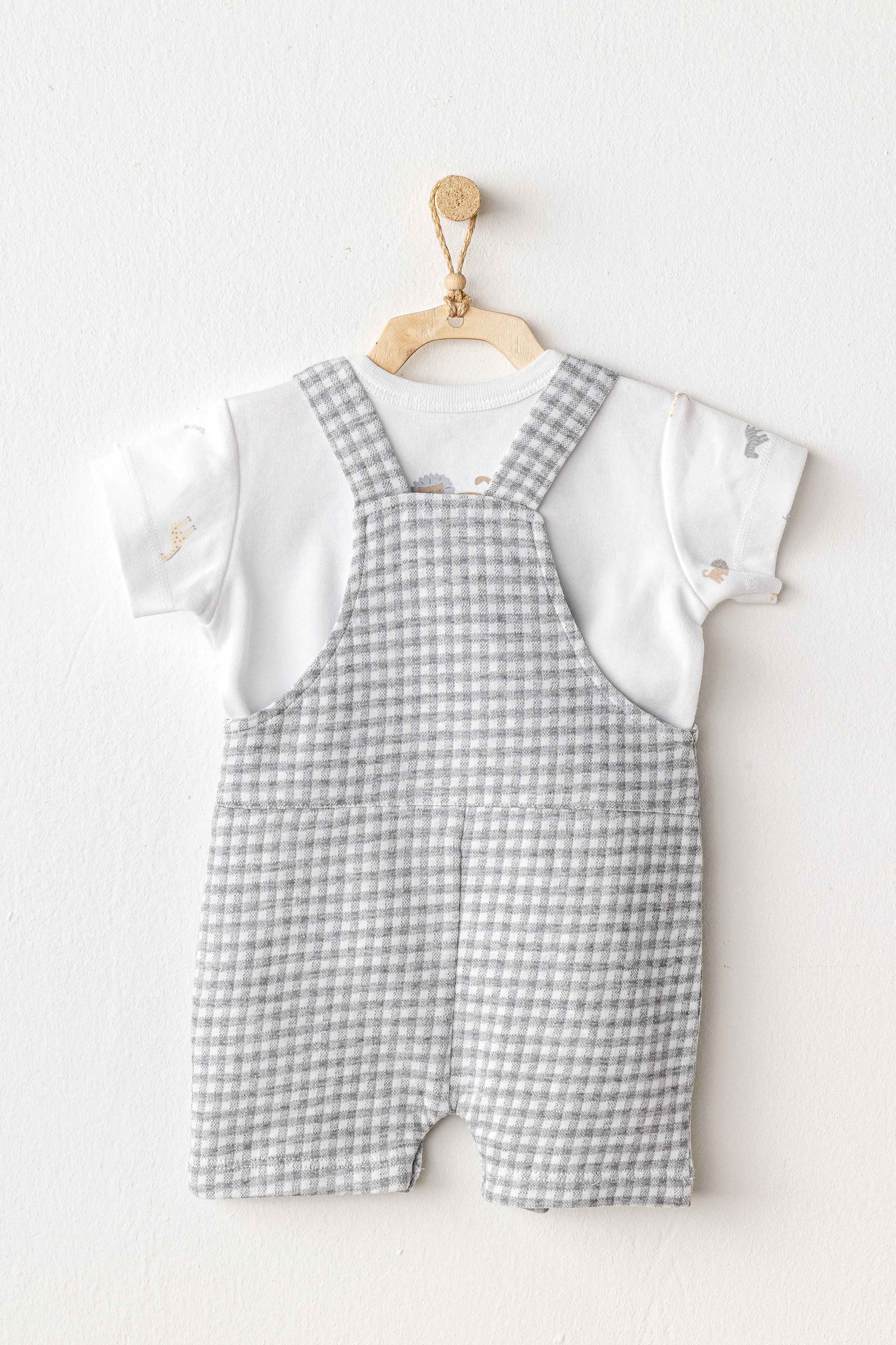 Grey Little King Gingham Jumpsuit Set