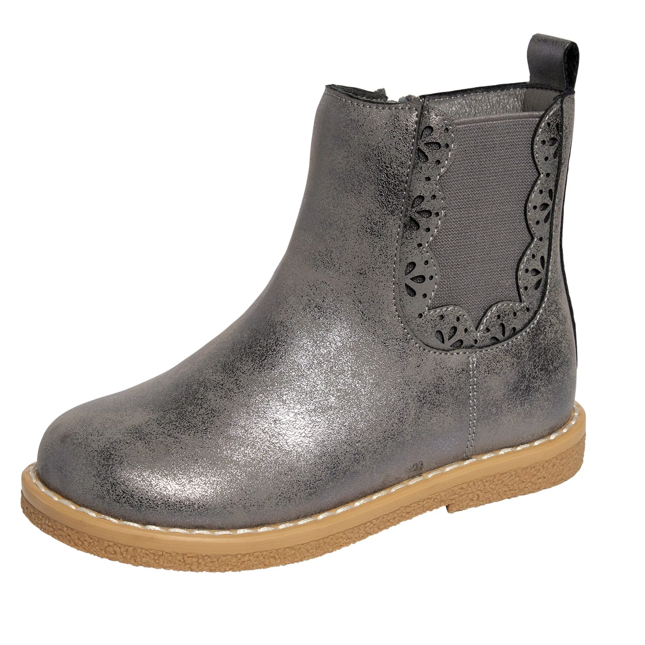 Infant & Toddler Girls Metallic Dark Grey Chelsea Boot Gerber Childrenswea
