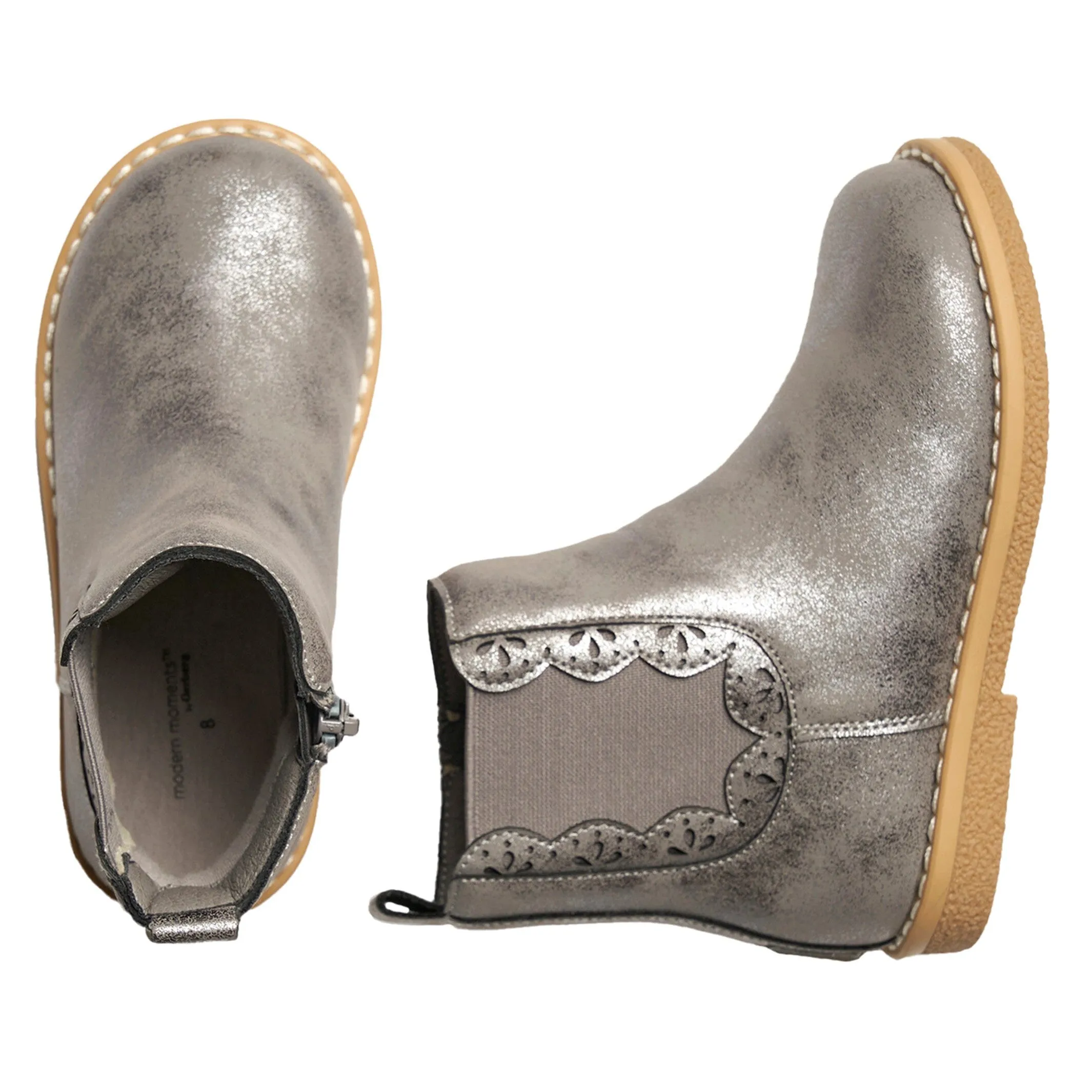 Infant & Toddler Girls Metallic Dark Grey Chelsea Boot Gerber Childrenswea