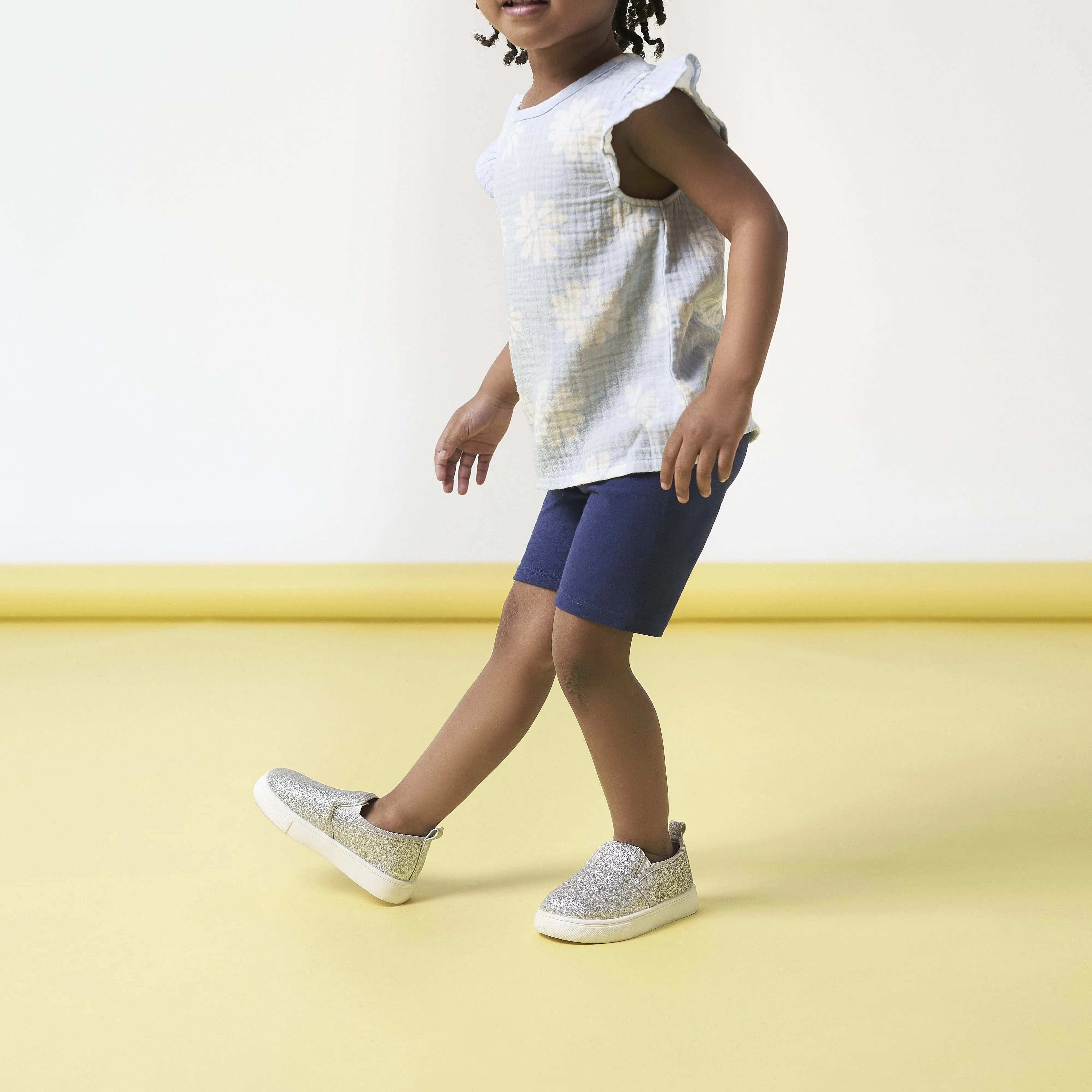 Infant & Toddler Girls Silver Glitter Slip-On Sneaker Gerber Childrenswea