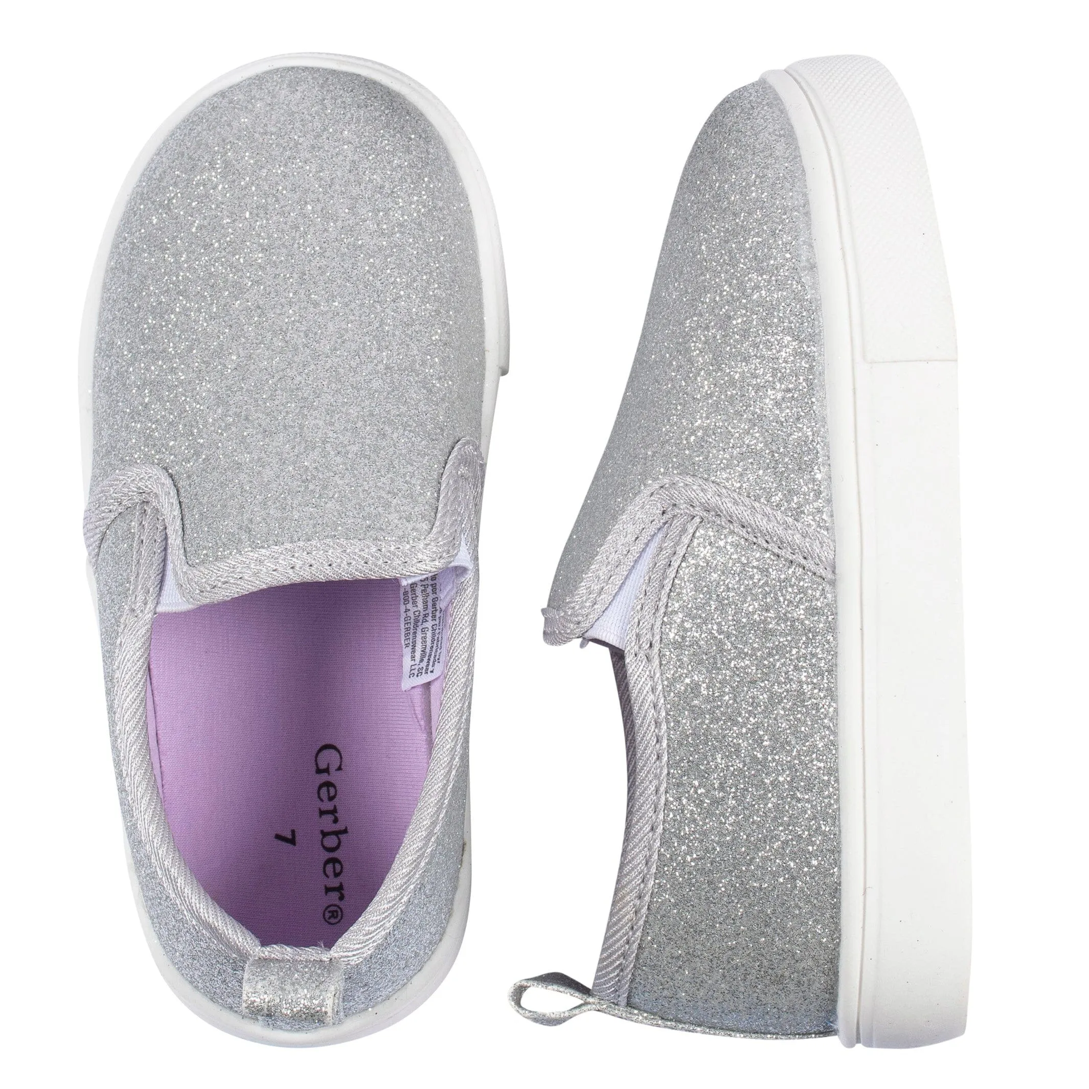 Infant & Toddler Girls Silver Glitter Slip-On Sneaker Gerber Childrenswea