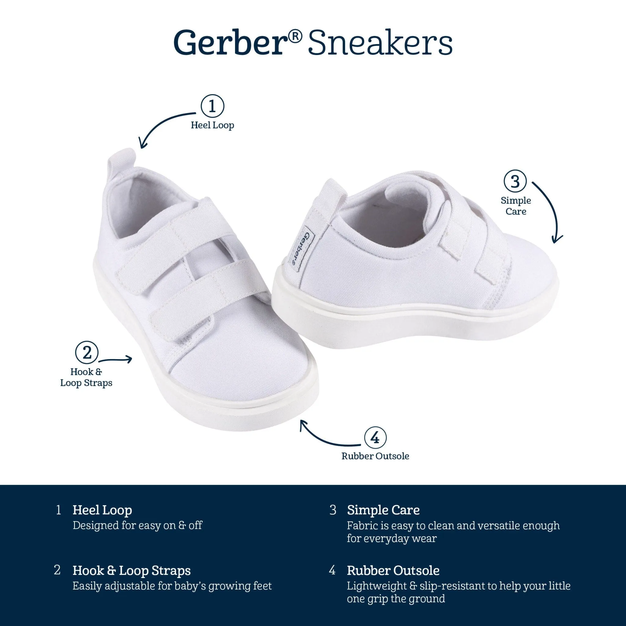 Infant & Toddler Neutral White Strap Sneaker Gerber Childrenswea