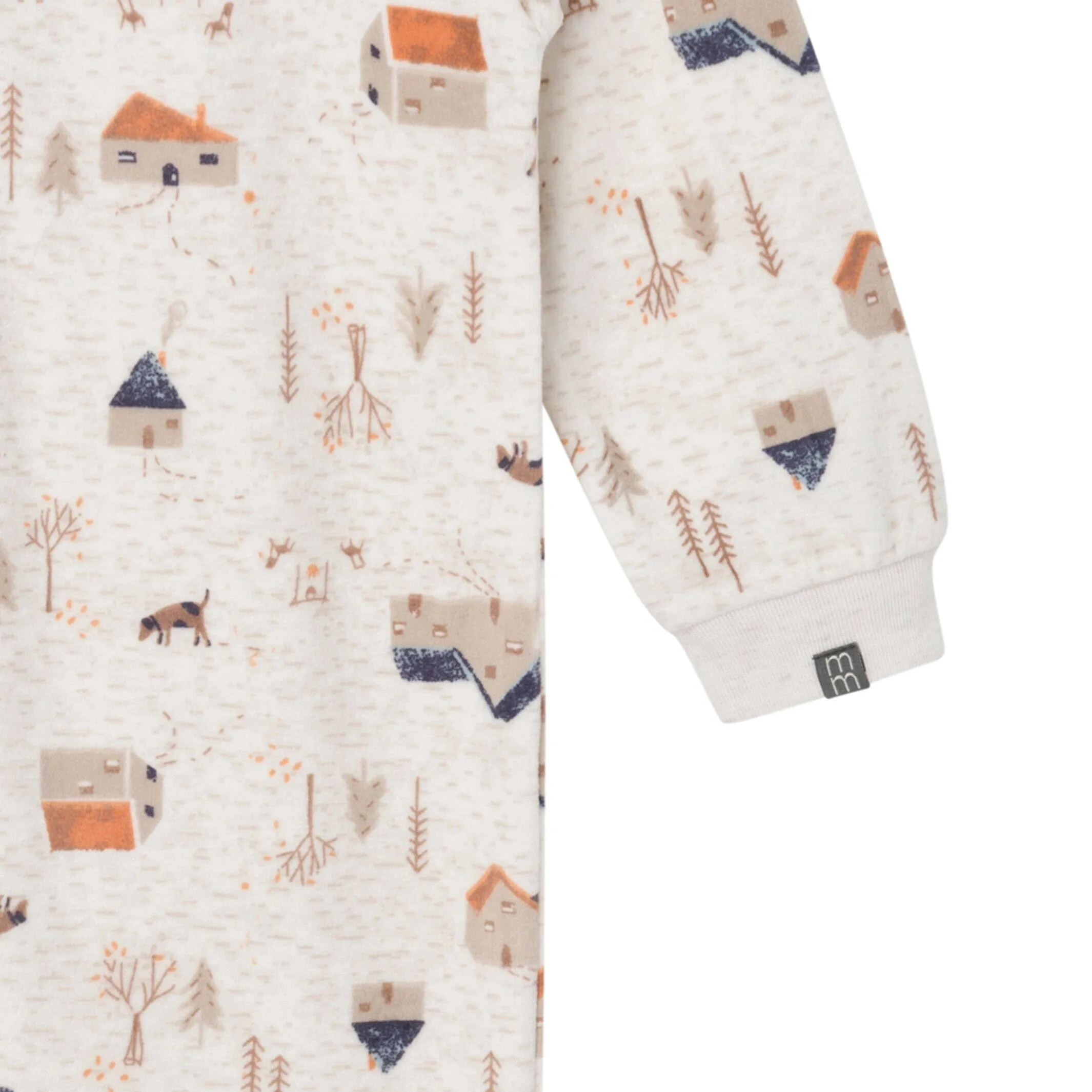 Infant and Toddler Boys Oatmeal Village Footed Fleece Pajamas Gerber Childrenswea